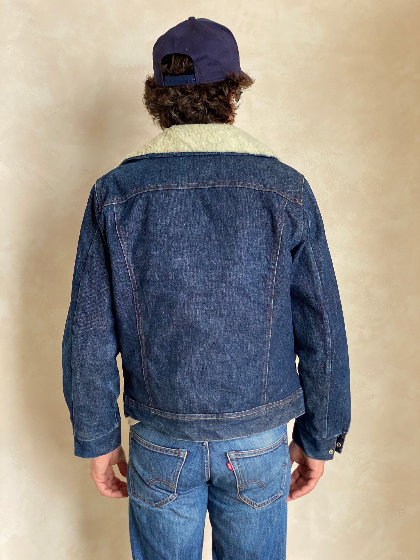 Size Med. 80s Vintage Oshkosh fleece denim Jacket - USA Vintage Bcn