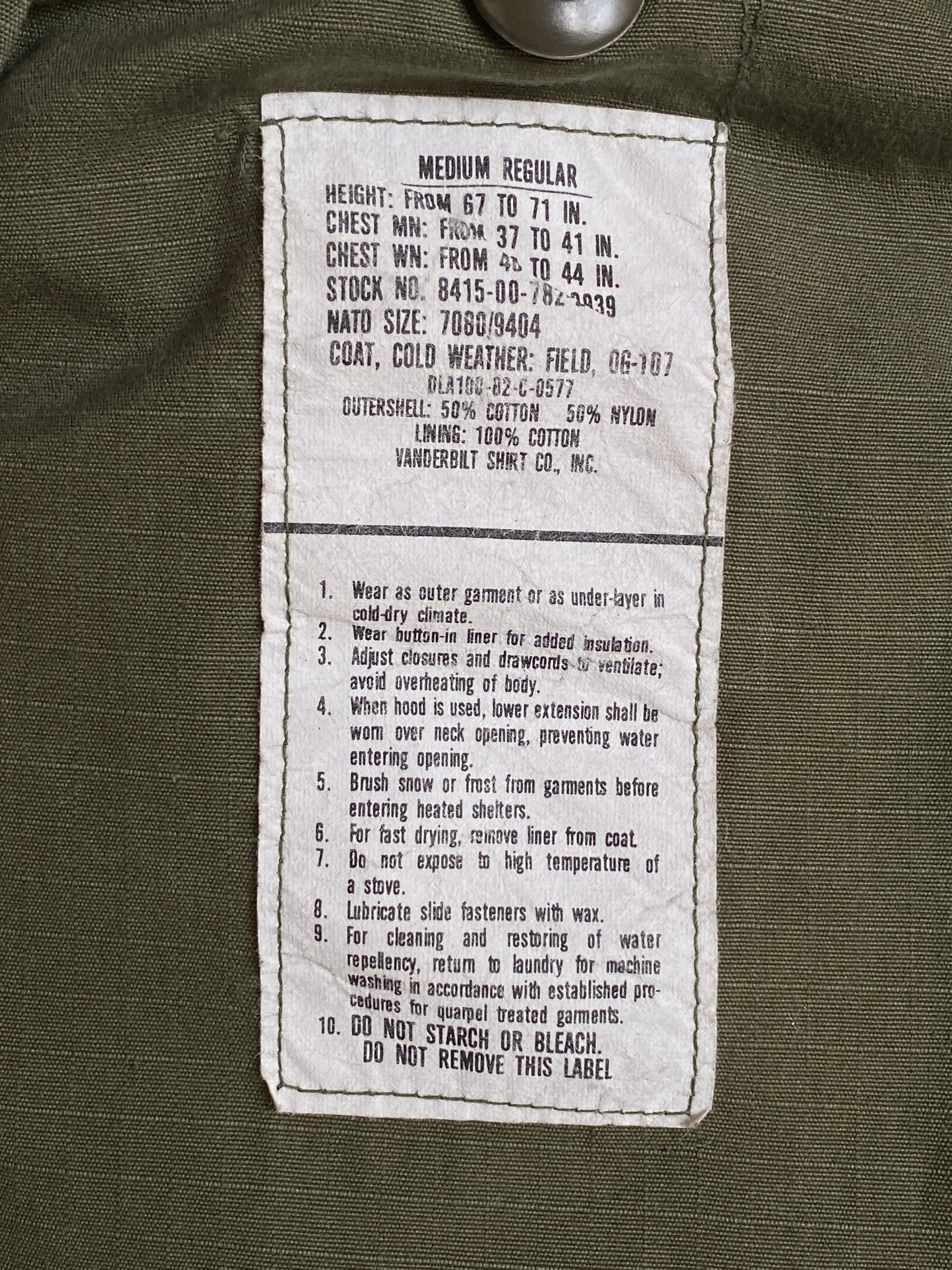 Med Reg. Authentic 1982 US M-65 field jacket Military - USA Vintage Bcn