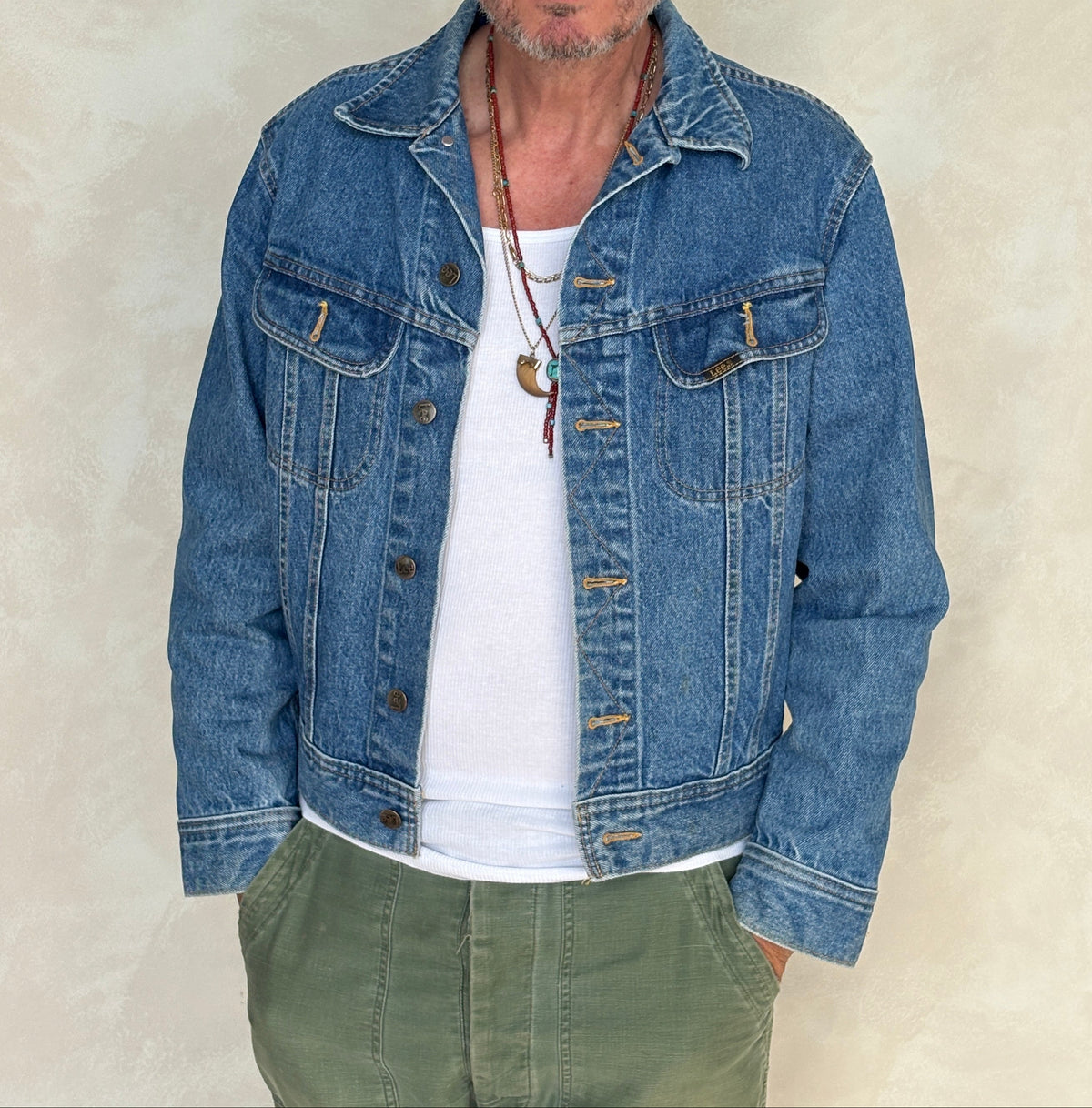 Size 40US / 50EU Vintage 80s Lee Denim Jacket – 2 Pockets – Made in Canada-AJ357 Studio