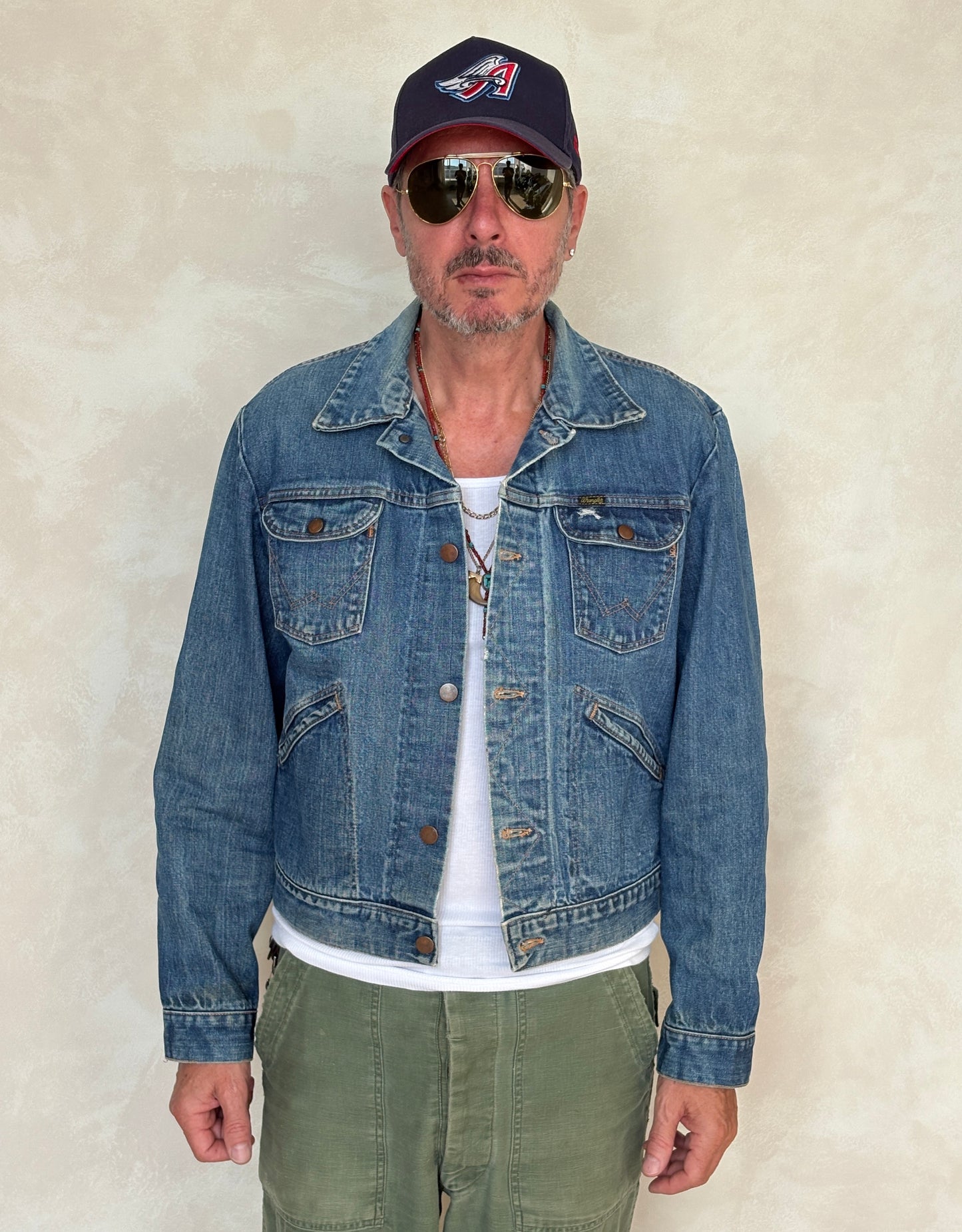 Size 44US / 54 EU Authentic 70s Wrangler denim jacket -4 pockets- Made in the USA - USA Vintage Bcn