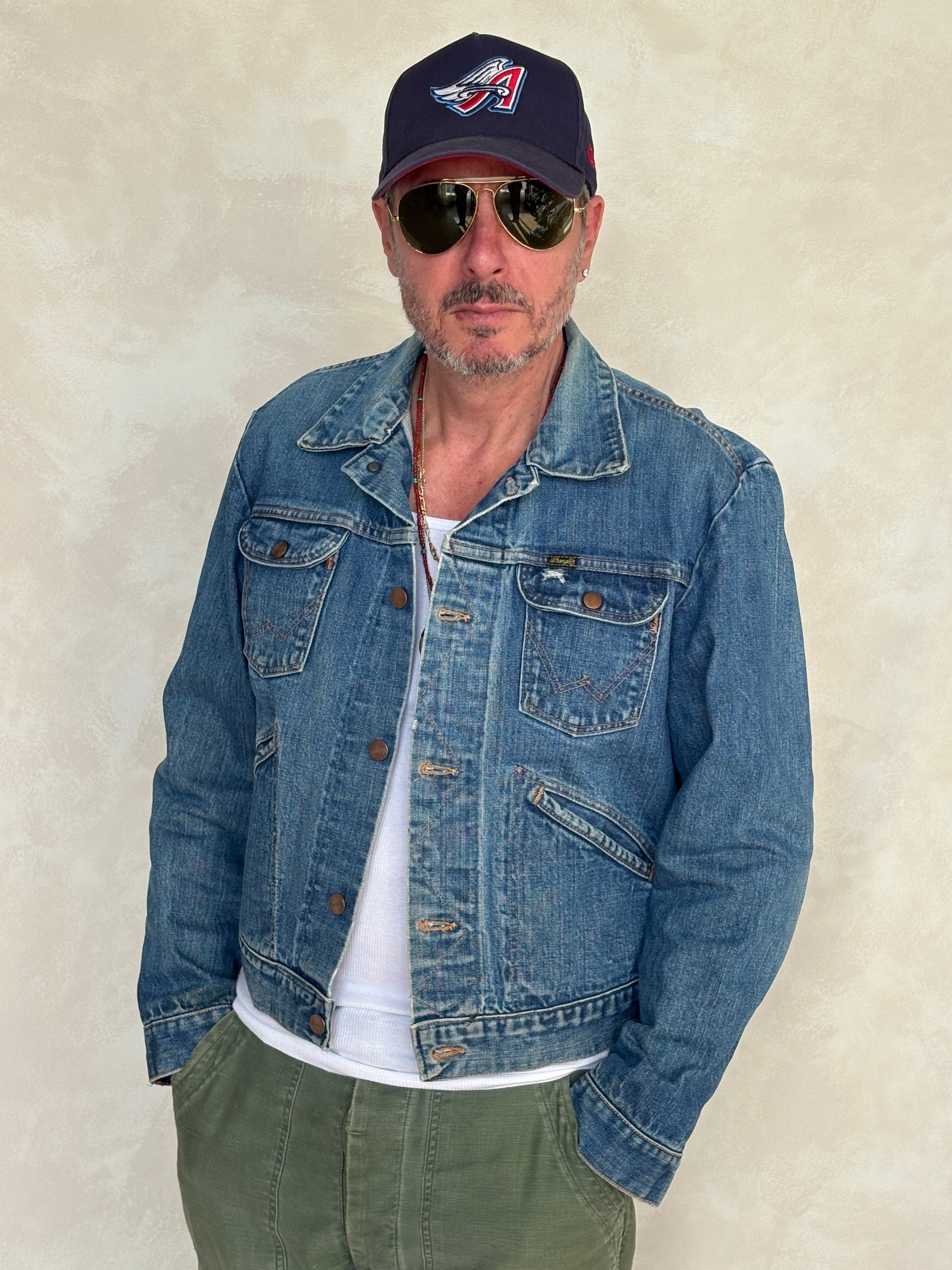 Size 44US / 54 EU Authentic 70s Wrangler denim jacket -4 pockets- Made in the USA - USA Vintage Bcn