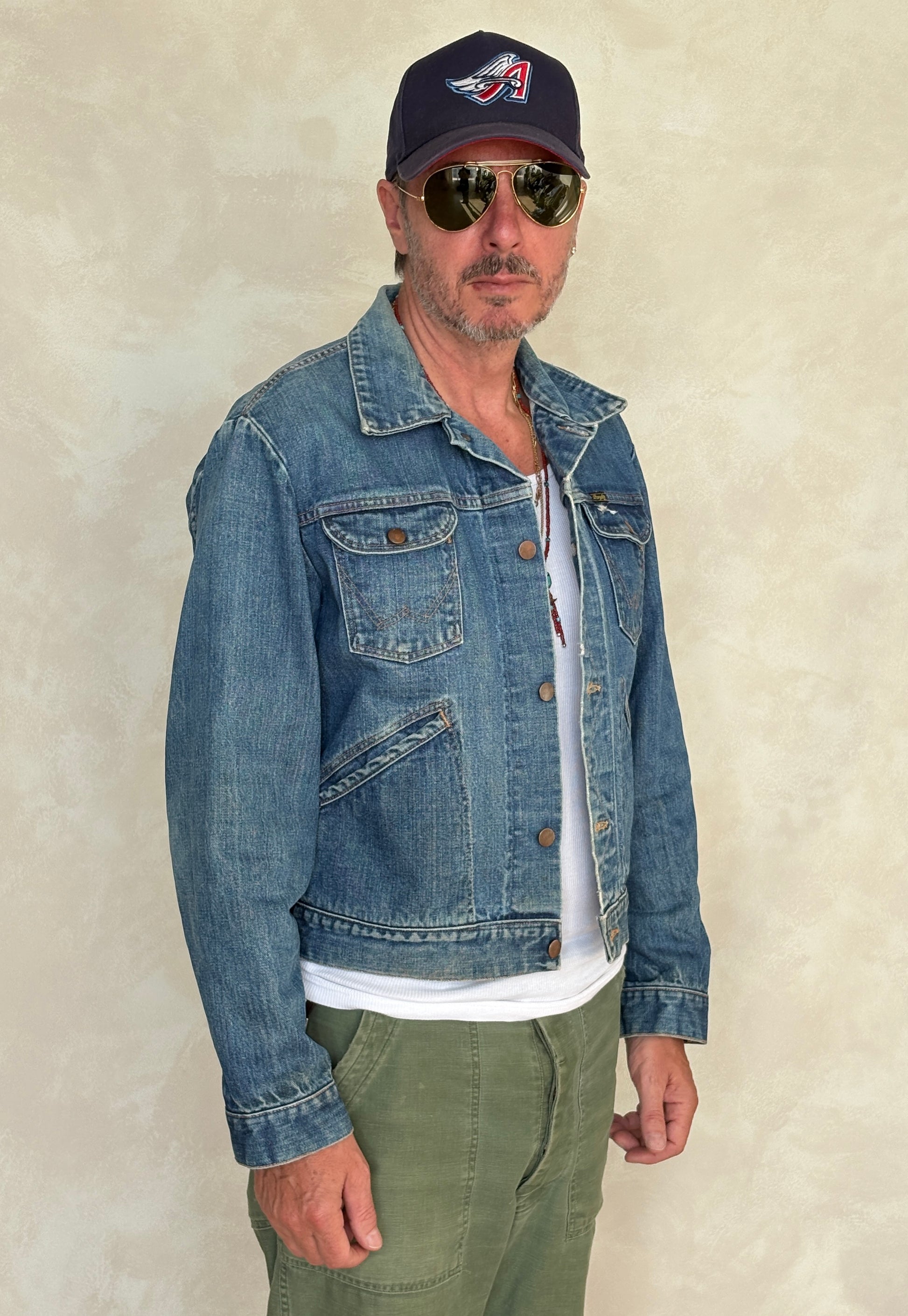Size 44US / 54 EU Authentic 70s Wrangler denim jacket -4 pockets- Made in the USA - USA Vintage Bcn