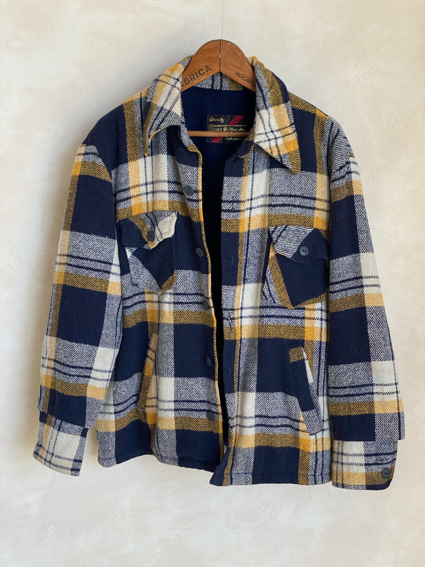 Size 44US/54EU . Vintage plaid heavy shirt jacket by Sears mens store - USA Vintage Bcn