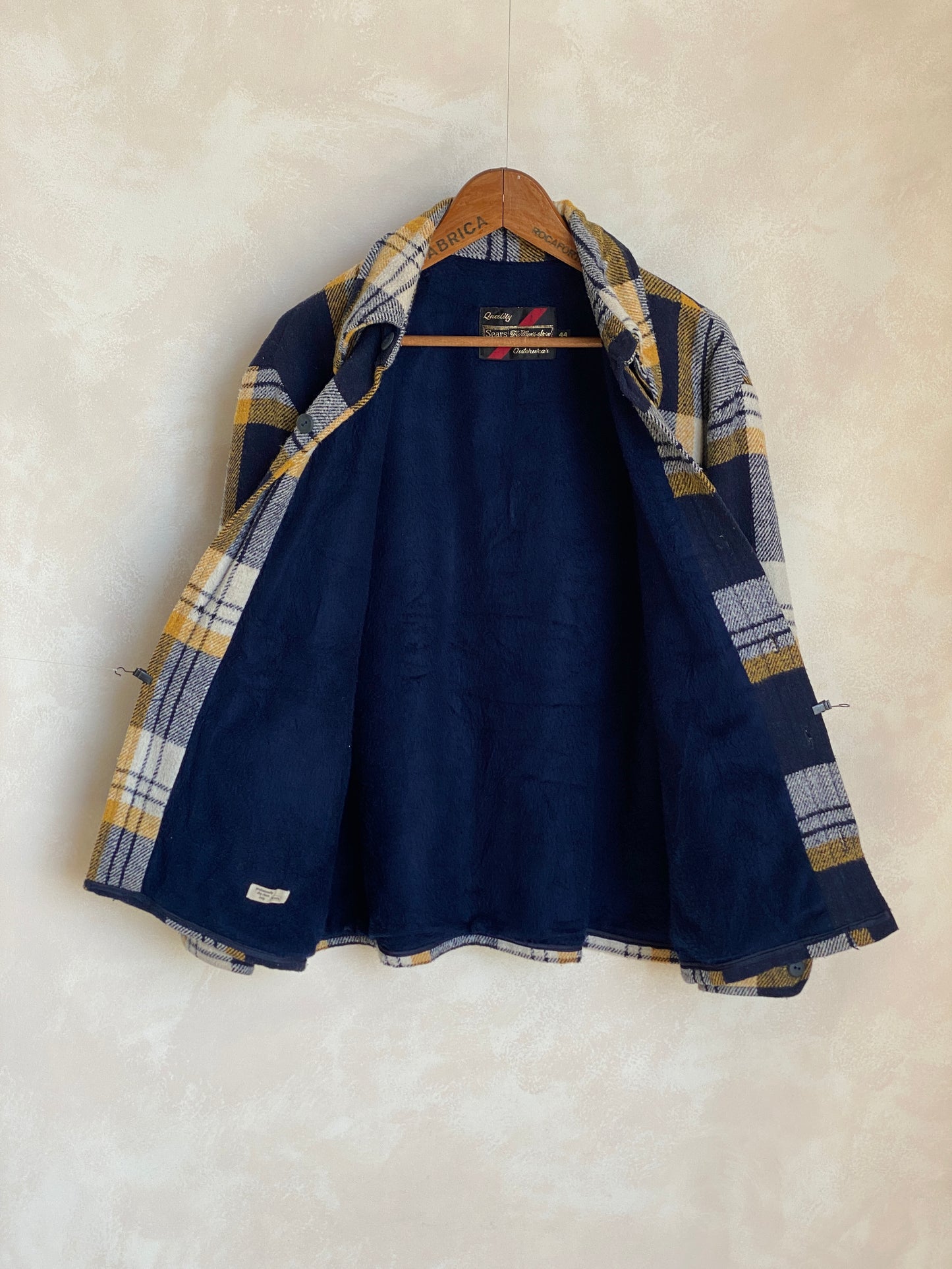Size 44US/54EU . Vintage plaid heavy shirt jacket by Sears mens store - USA Vintage Bcn