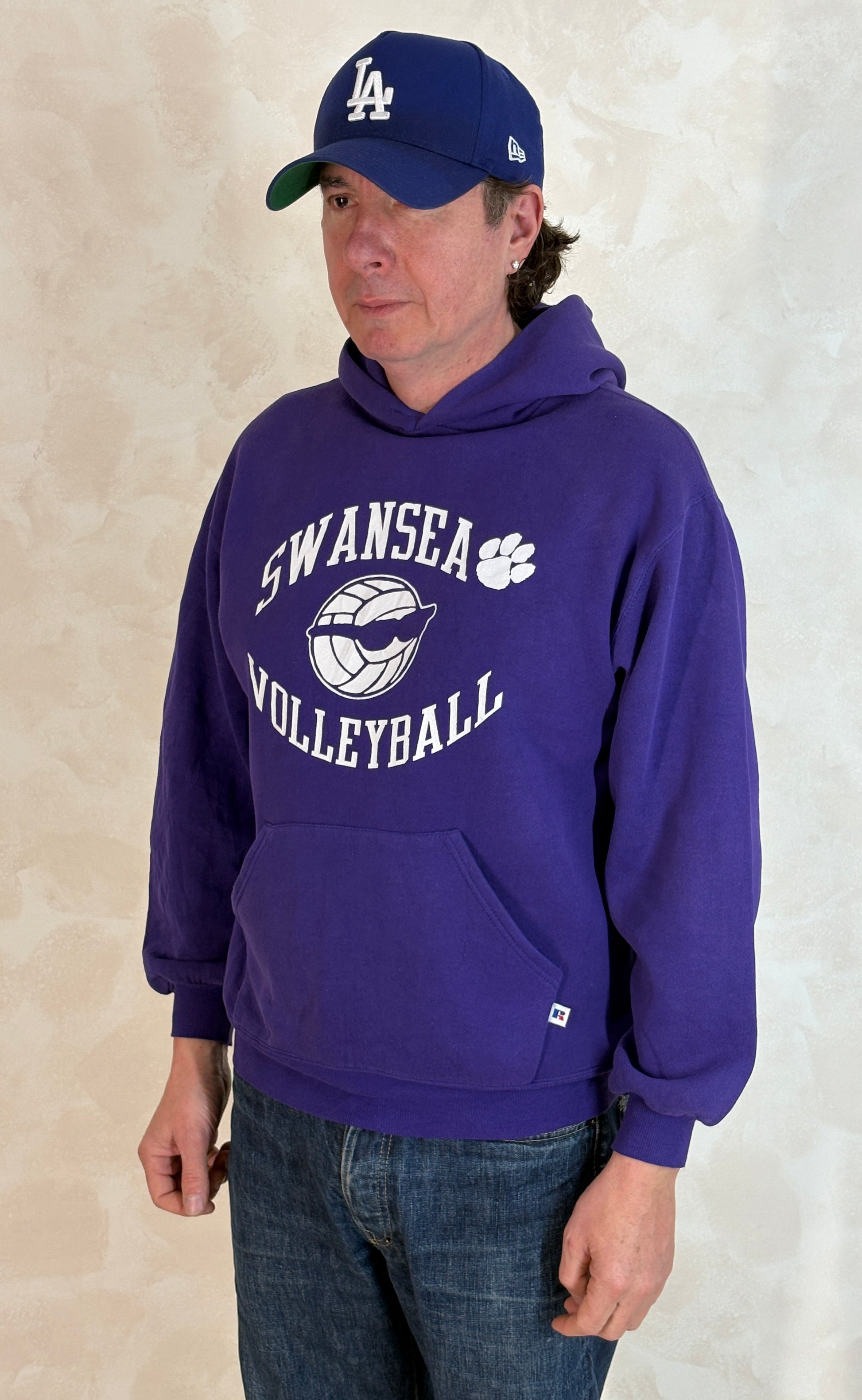 Size L Hooded Swansea Volleyball Made In USA - USA Vintage Bcn