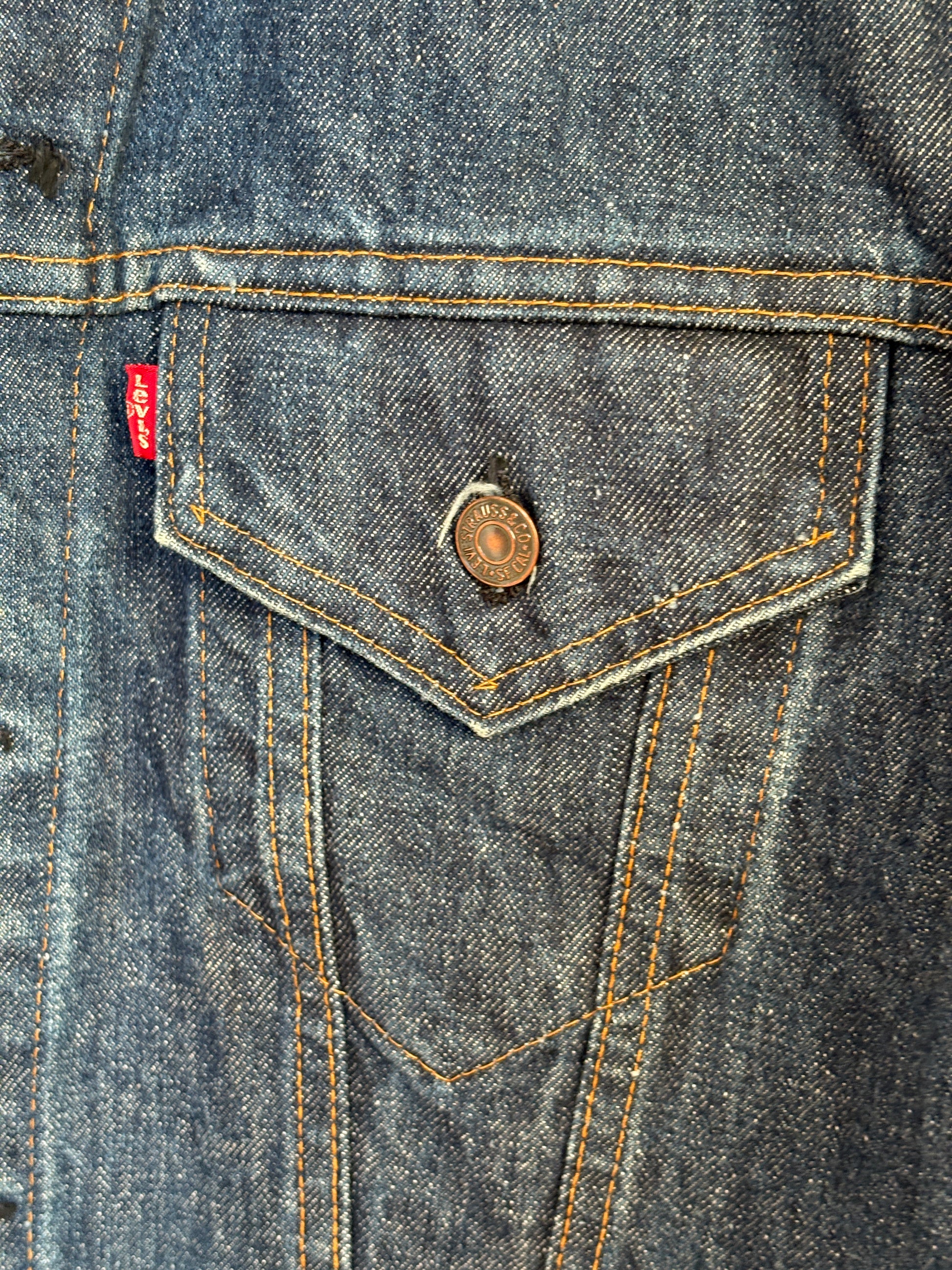 Size 46US / 56EU. Vintage Early 70s 2 pocket Levi’s Denim Jacket 70505 – Single Stitch, Made in USA - USA Vintage Bcn
