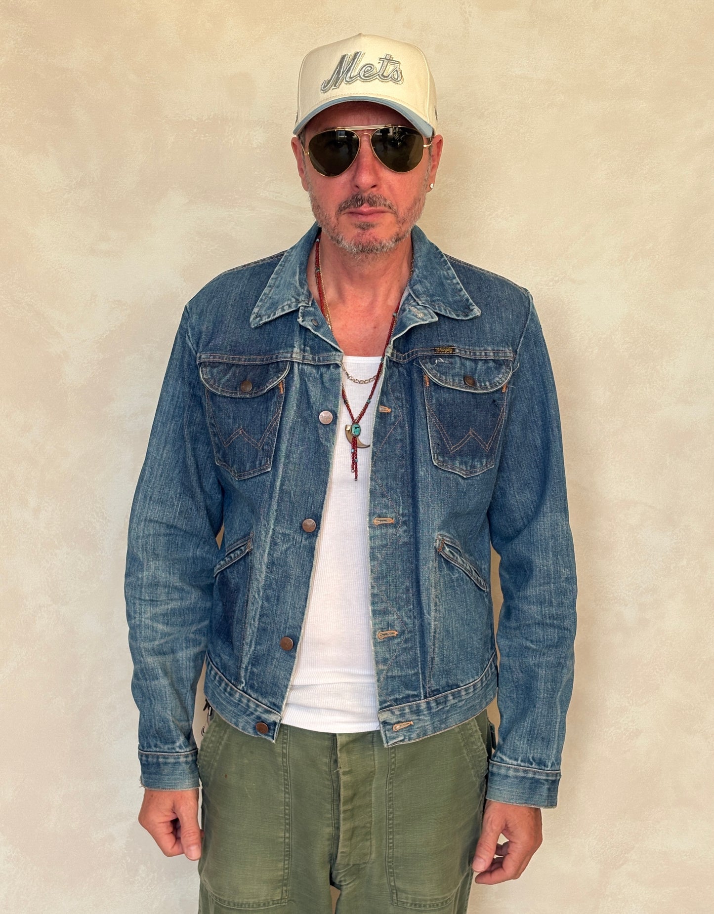Size 40 Long US. Authentic 70s Wrangler denim jacket -4 pockets- Made in the USA - USA Vintage Bcn