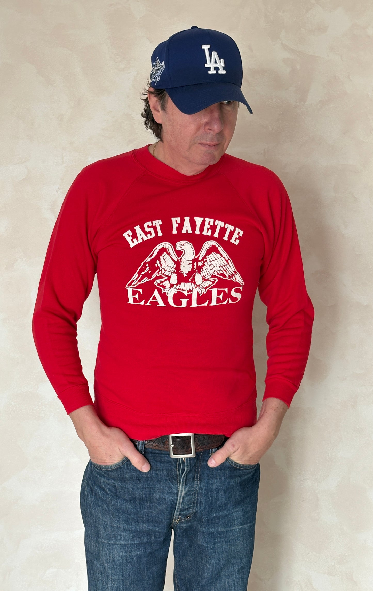 Size S Crew Sweat East Fayette 1980 Made in USA - USA Vintage Bcn