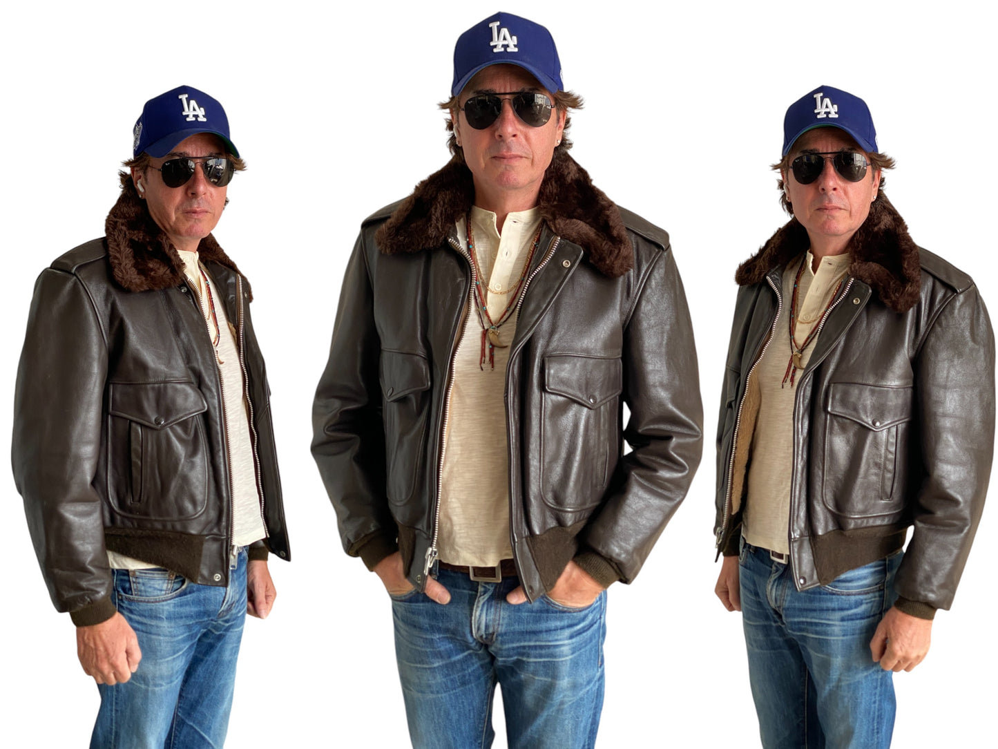 Golden Fleece Size 42 Vintage Leather Bomber Jacket - Made in USA