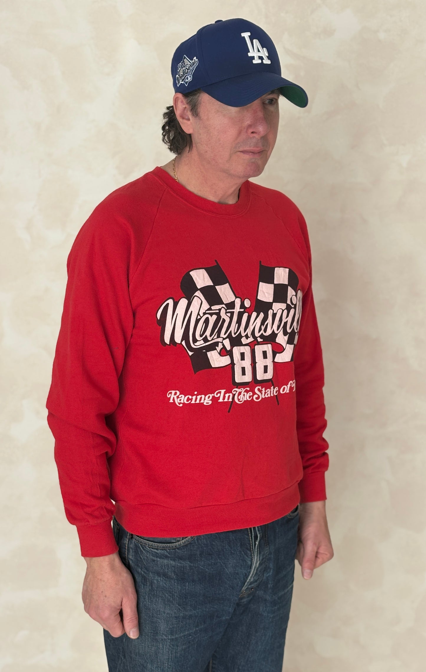Size L 80s Crew Sweat Martinsville Made in USA - USA Vintage Bcn