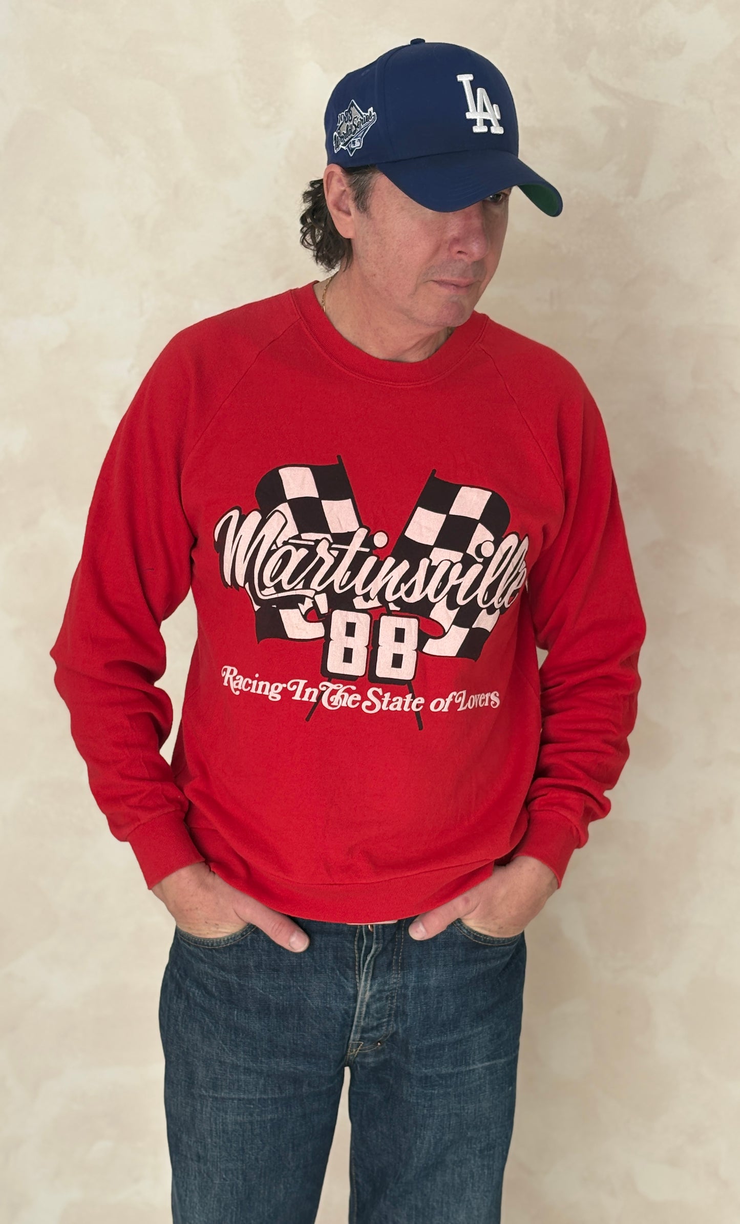 Size L 80s Crew Sweat Martinsville Made in USA - USA Vintage Bcn