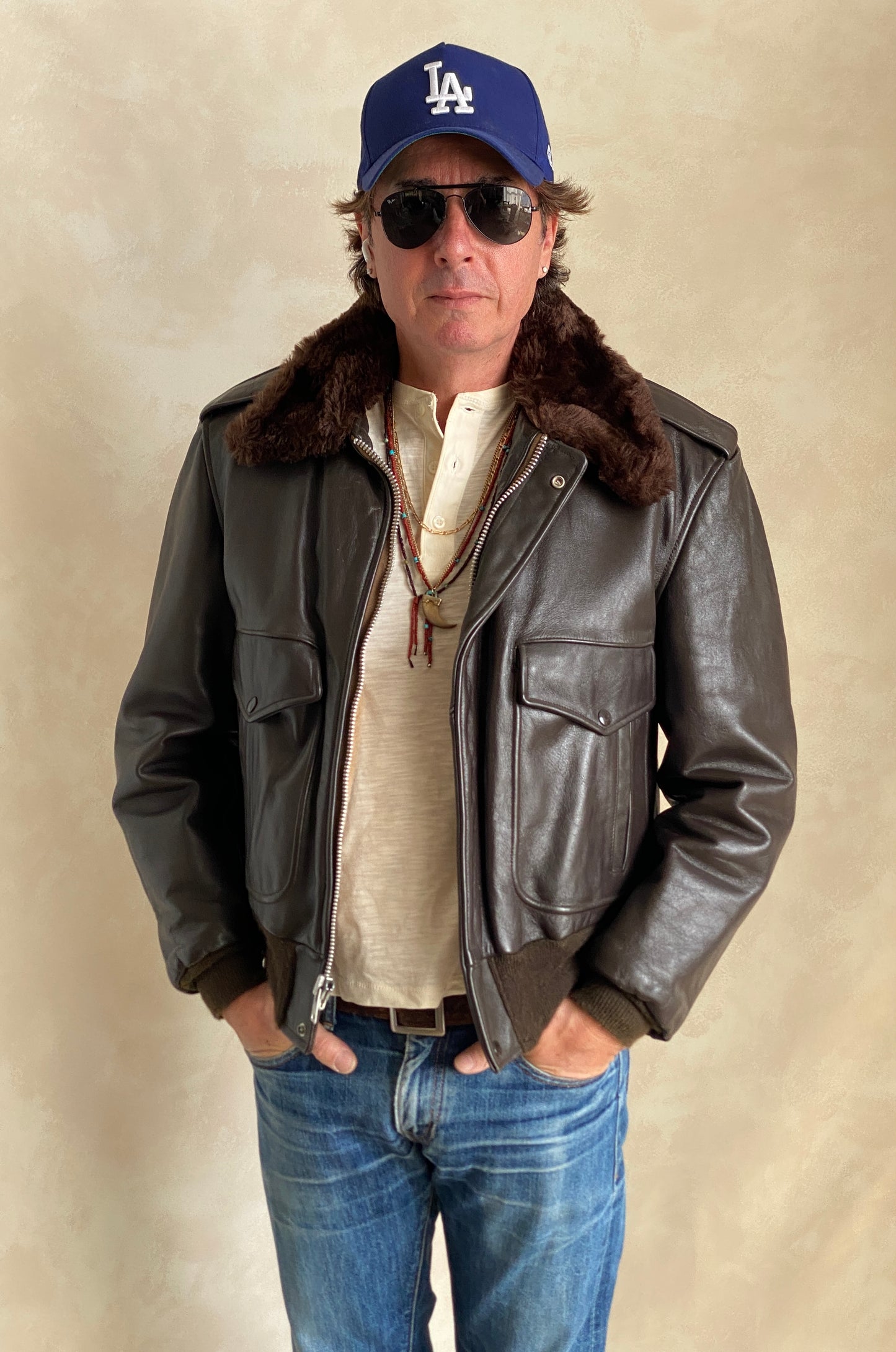 Golden Fleece Size 42 Vintage Leather Bomber Jacket - Made in USA