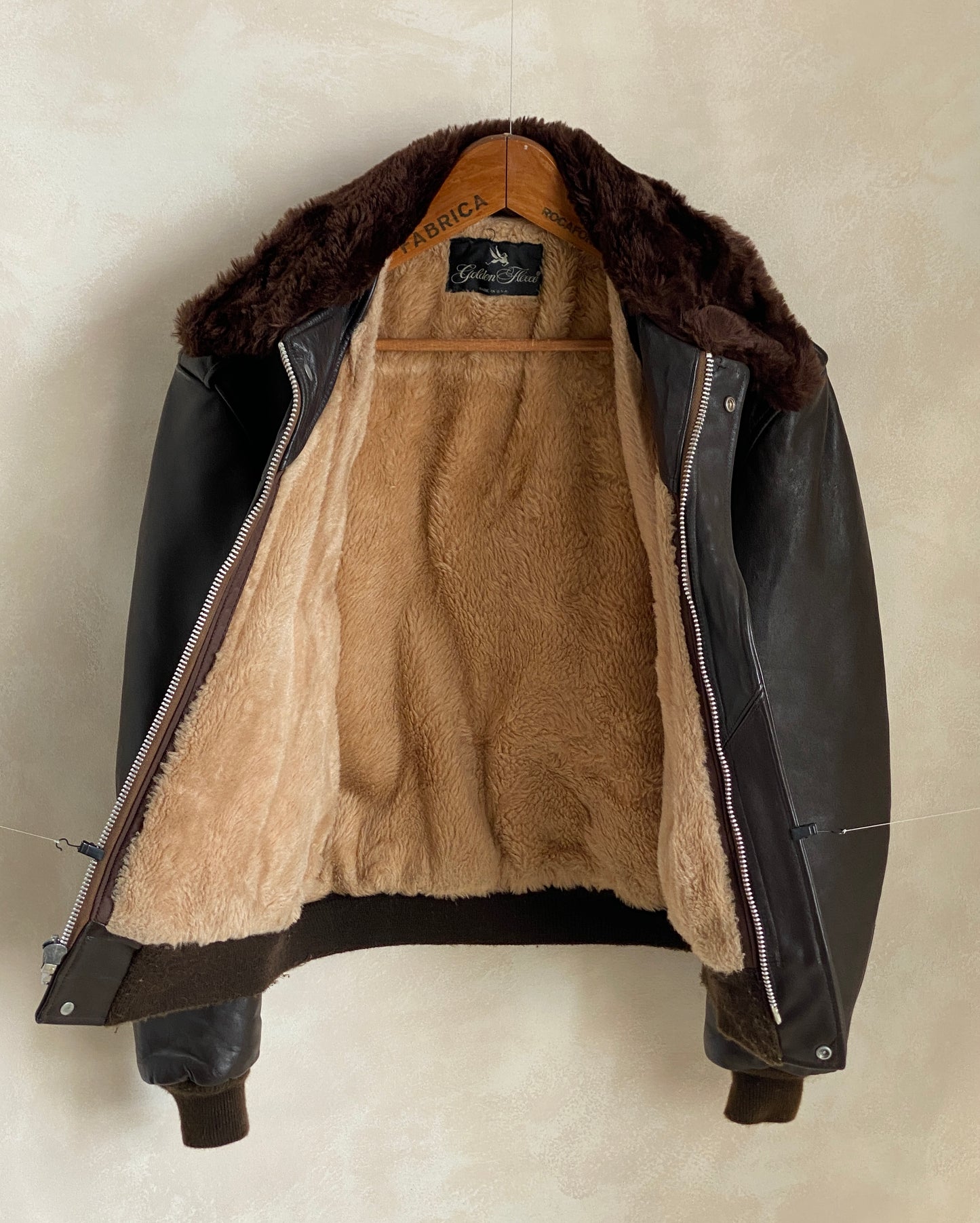 Golden Fleece Size 42 Vintage Leather Bomber Jacket - Made in USA