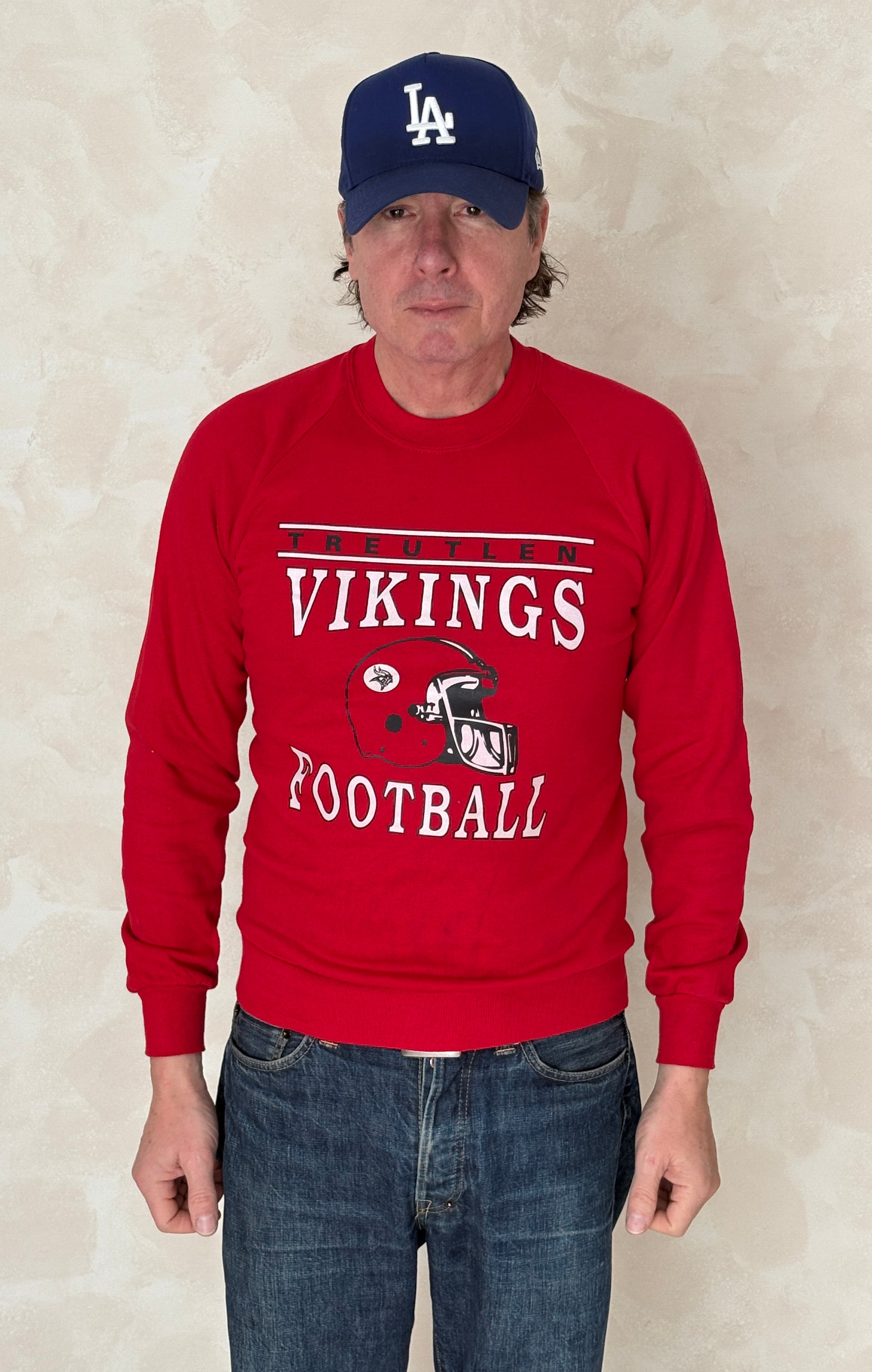 Size S Crew Neck Vikings Football Made In USA By Jerzees - USA Vintage Bcn