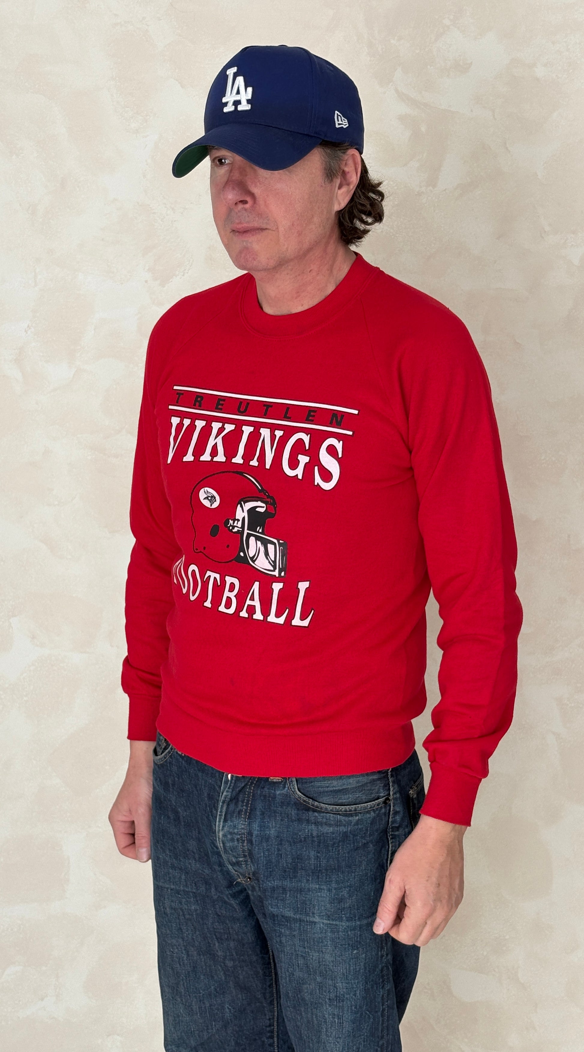Size S Crew Neck Vikings Football Made In USA By Jerzees - USA Vintage Bcn