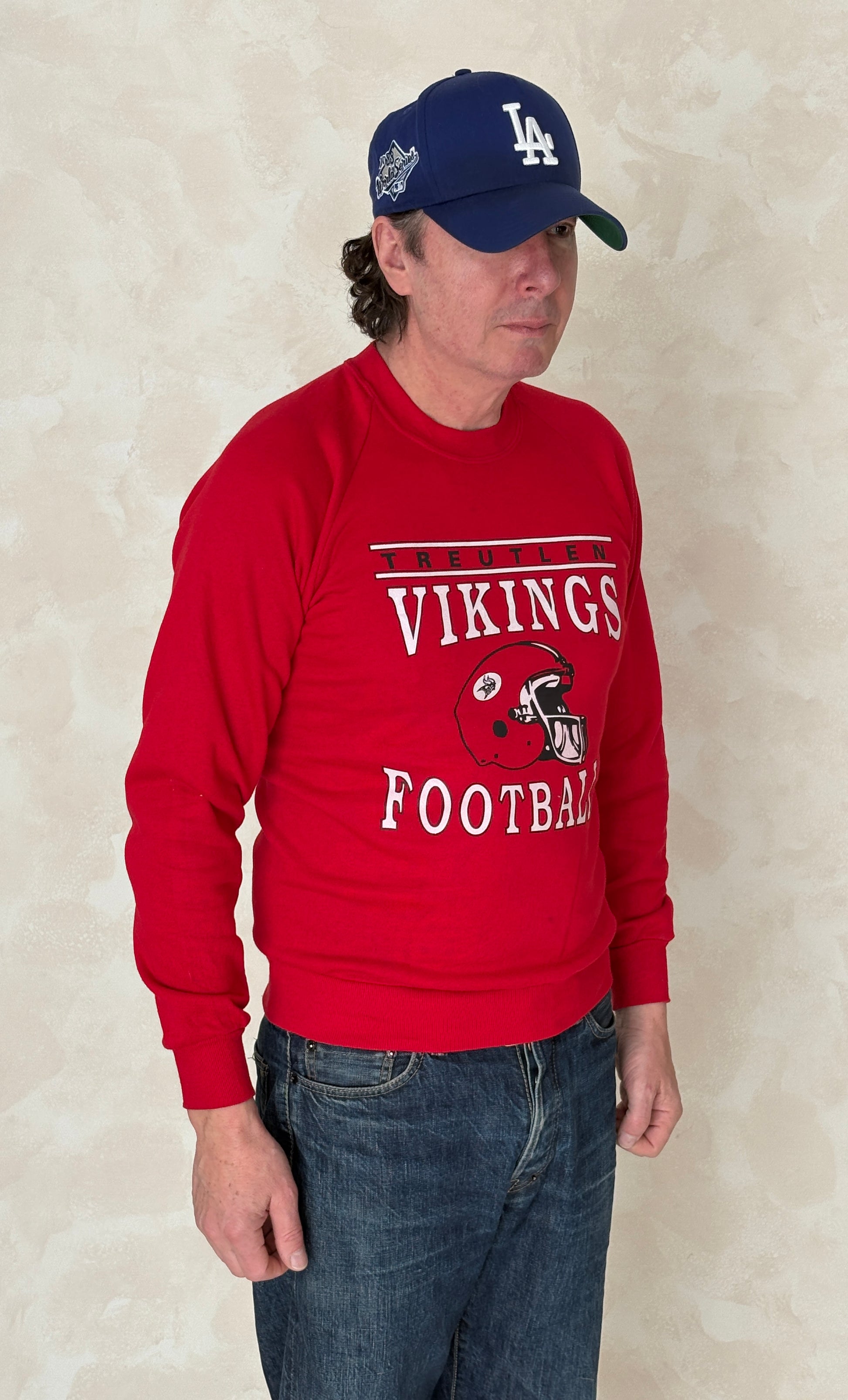 Size S Crew Neck Vikings Football Made In USA By Jerzees - USA Vintage Bcn