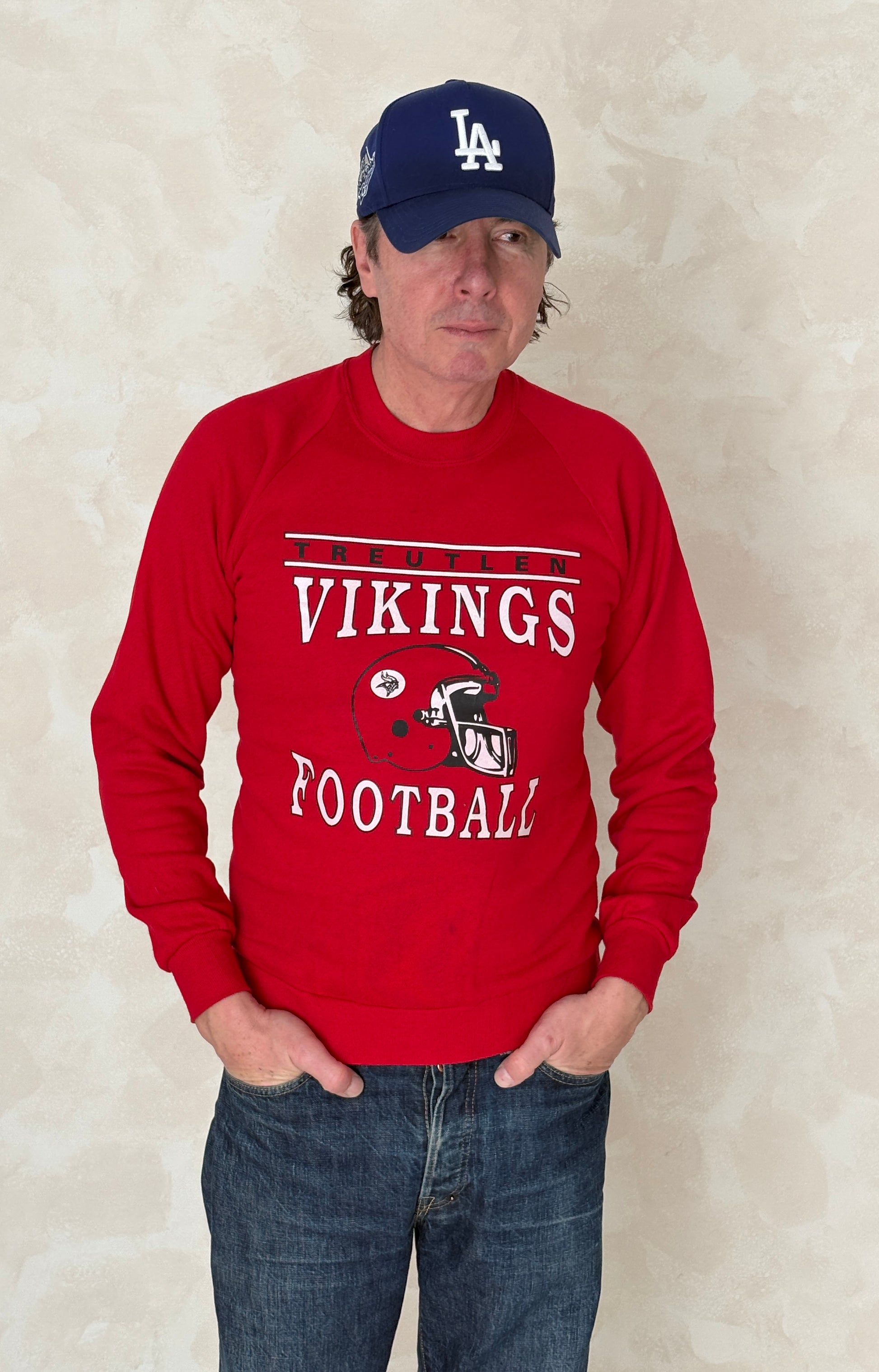 Size S Crew Neck Vikings Football Made In USA By Jerzees - USA Vintage Bcn
