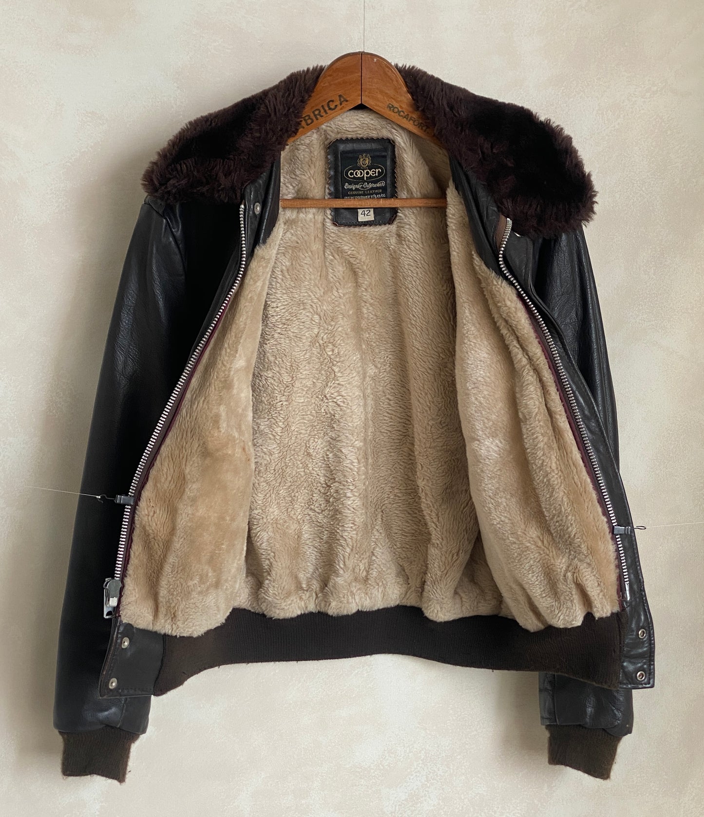 Vintage Cooper Leather Bomber Flight Jacket Made in USA | Size 42 Aviator G-1