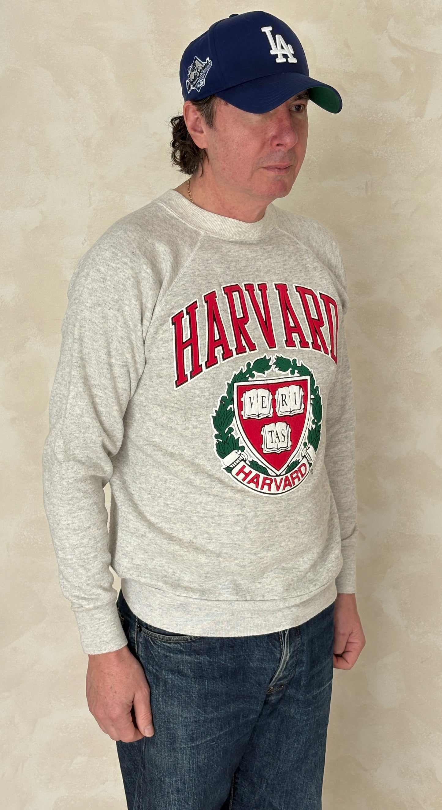 Size L 80s Crew Neck Harvard Ve Ri Tas - USA Vintage Bcn