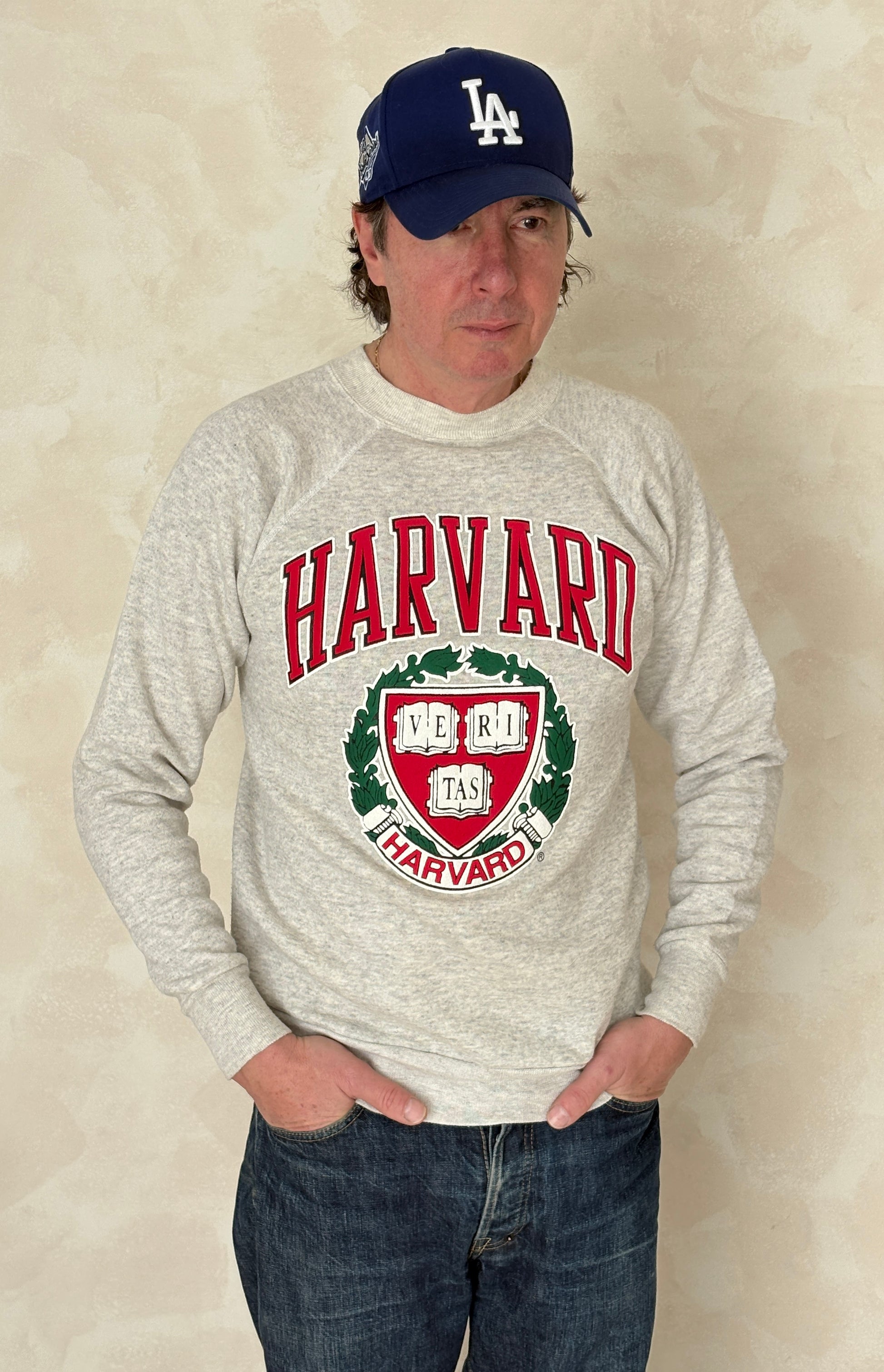 Size L 80s Crew Neck Harvard Ve Ri Tas - USA Vintage Bcn