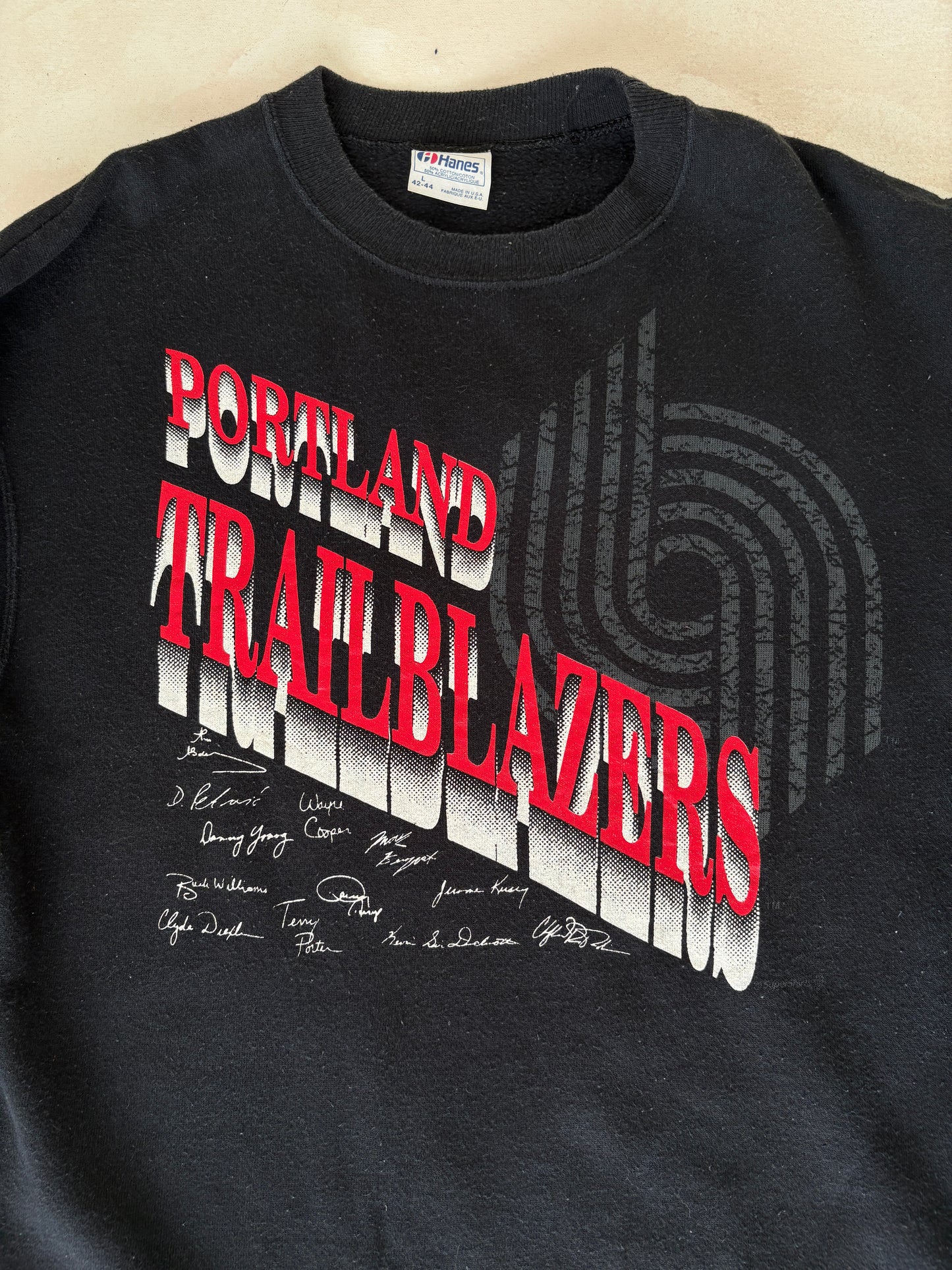 Size L Crew Neck Portland Trailblazers Made in USA By Hanes - USA Vintage Bcn