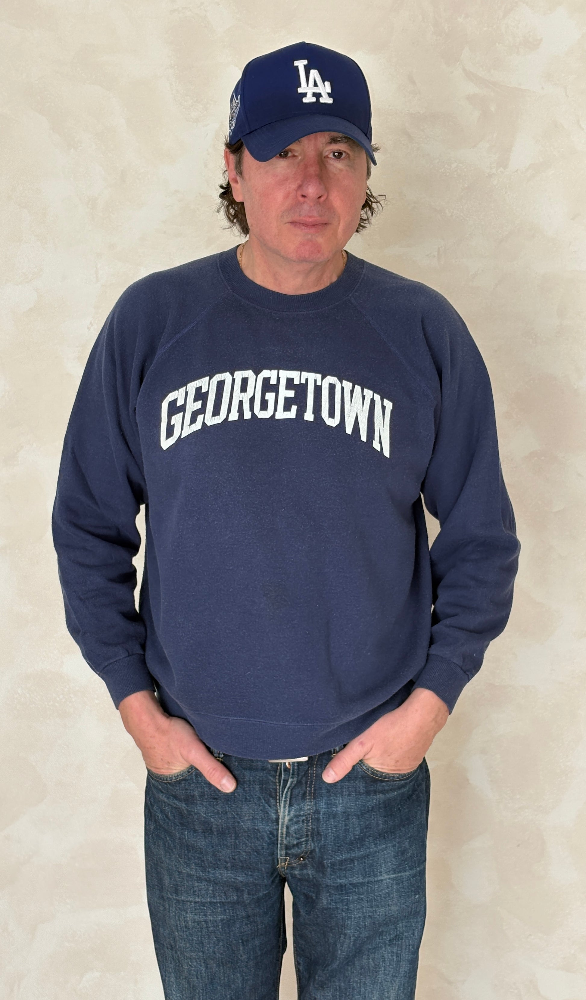 Size L Crew Neck Georgetown Made in USA By Hanes - USA Vintage Bcn