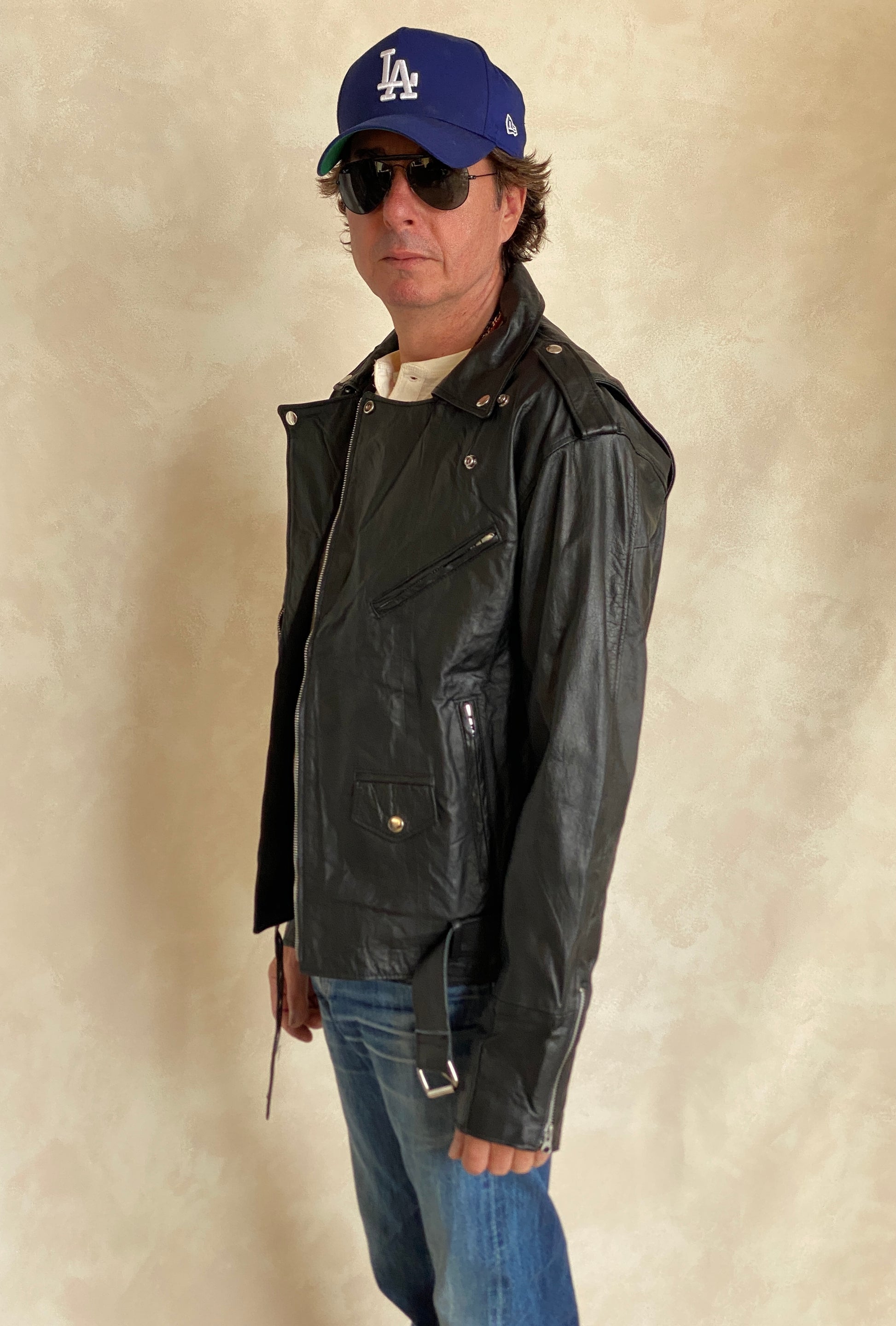 Medium Recycled Leather Motorcycle Jacket | Eco-Friendly Biker Gear - USA Vintage Bcn