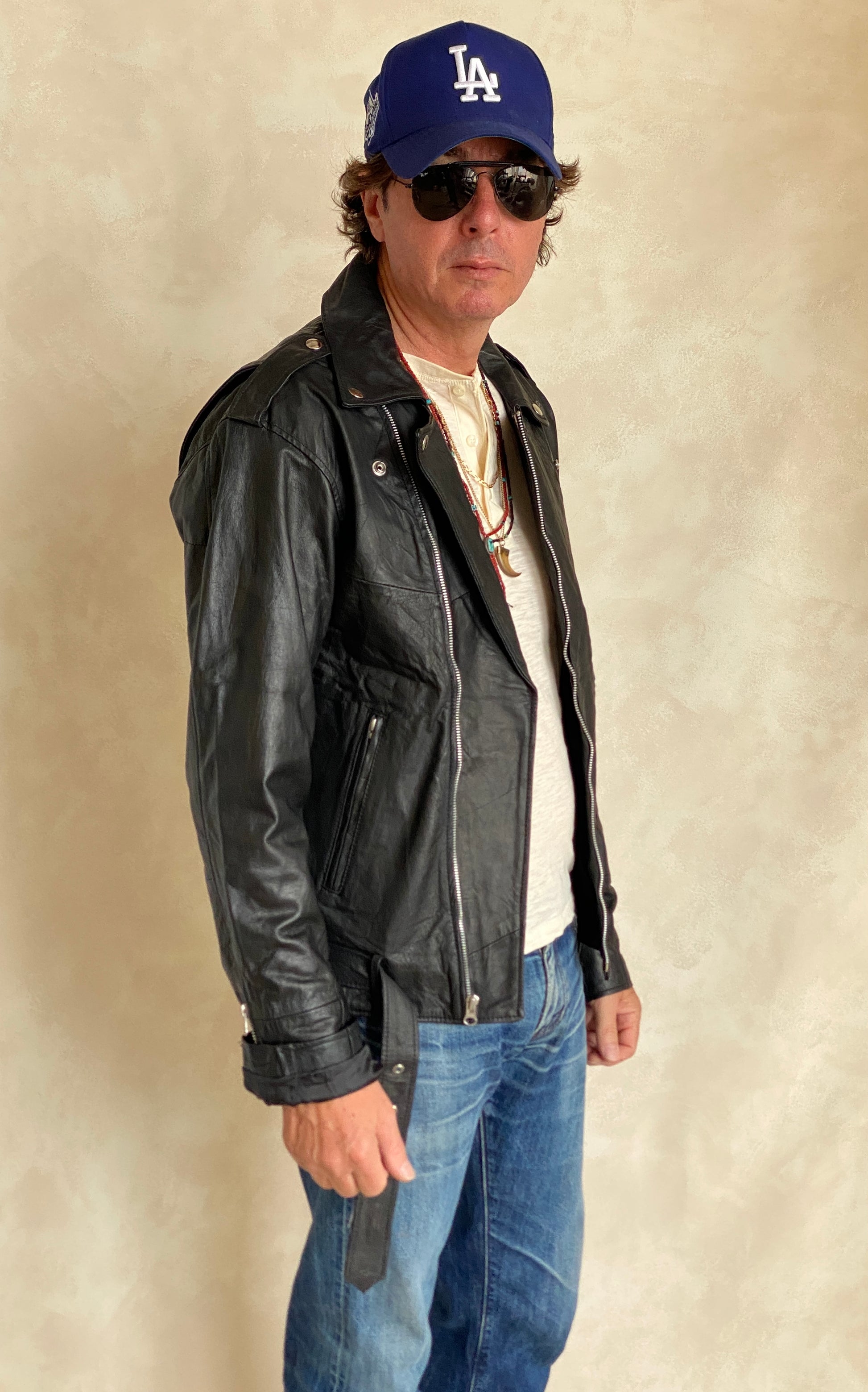 Medium Recycled Leather Motorcycle Jacket | Eco-Friendly Biker Gear - USA Vintage Bcn