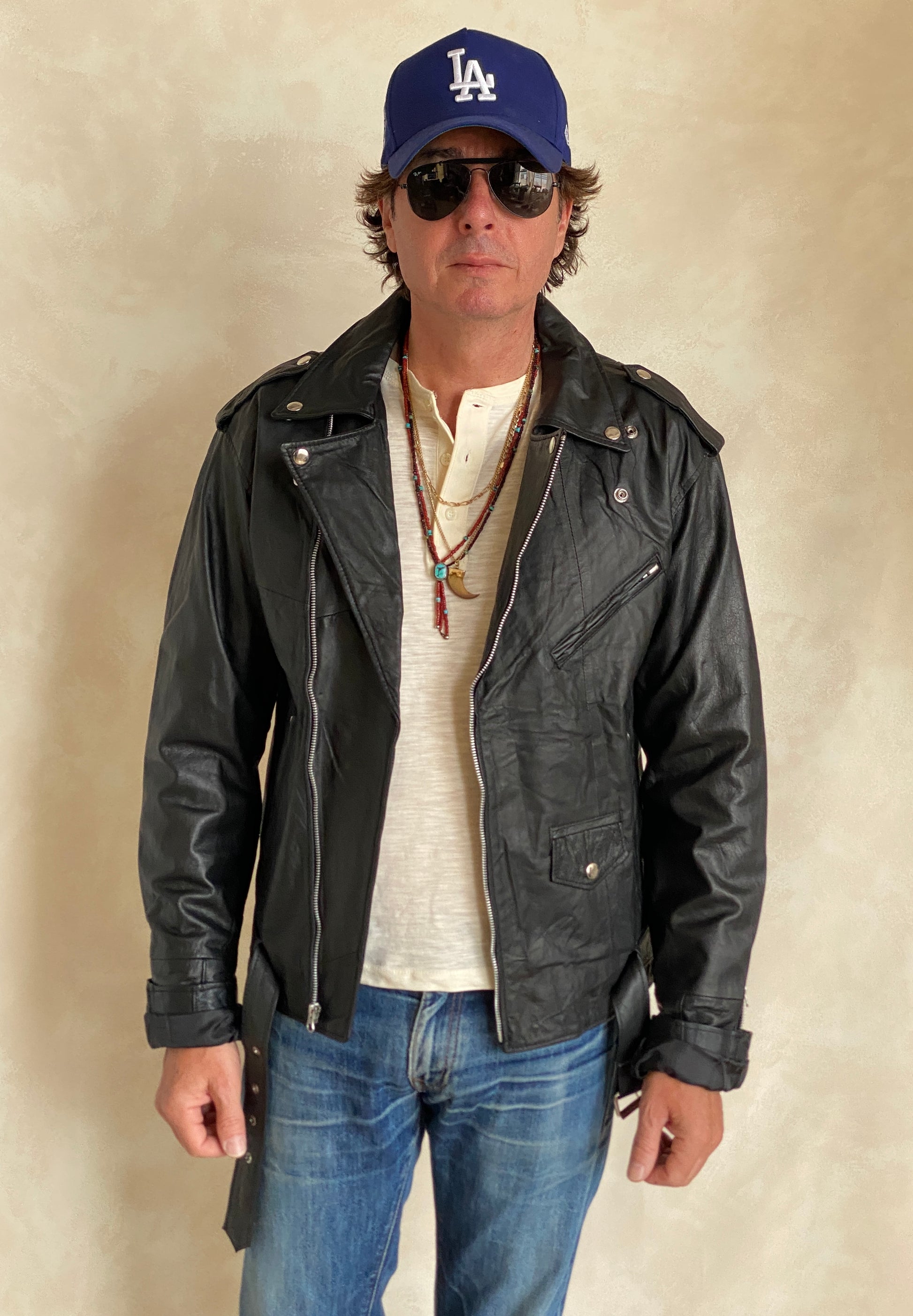Medium Recycled Leather Motorcycle Jacket | Eco-Friendly Biker Gear - USA Vintage Bcn