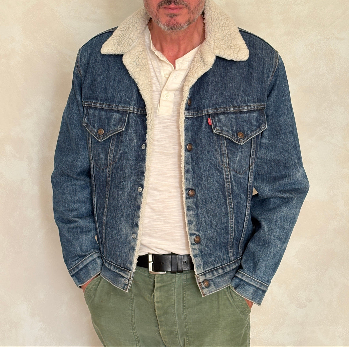 Size 42US / 52EU. 2 pockets Vintage Levis fleece Jacket Made in USA.-AJ357 Studio