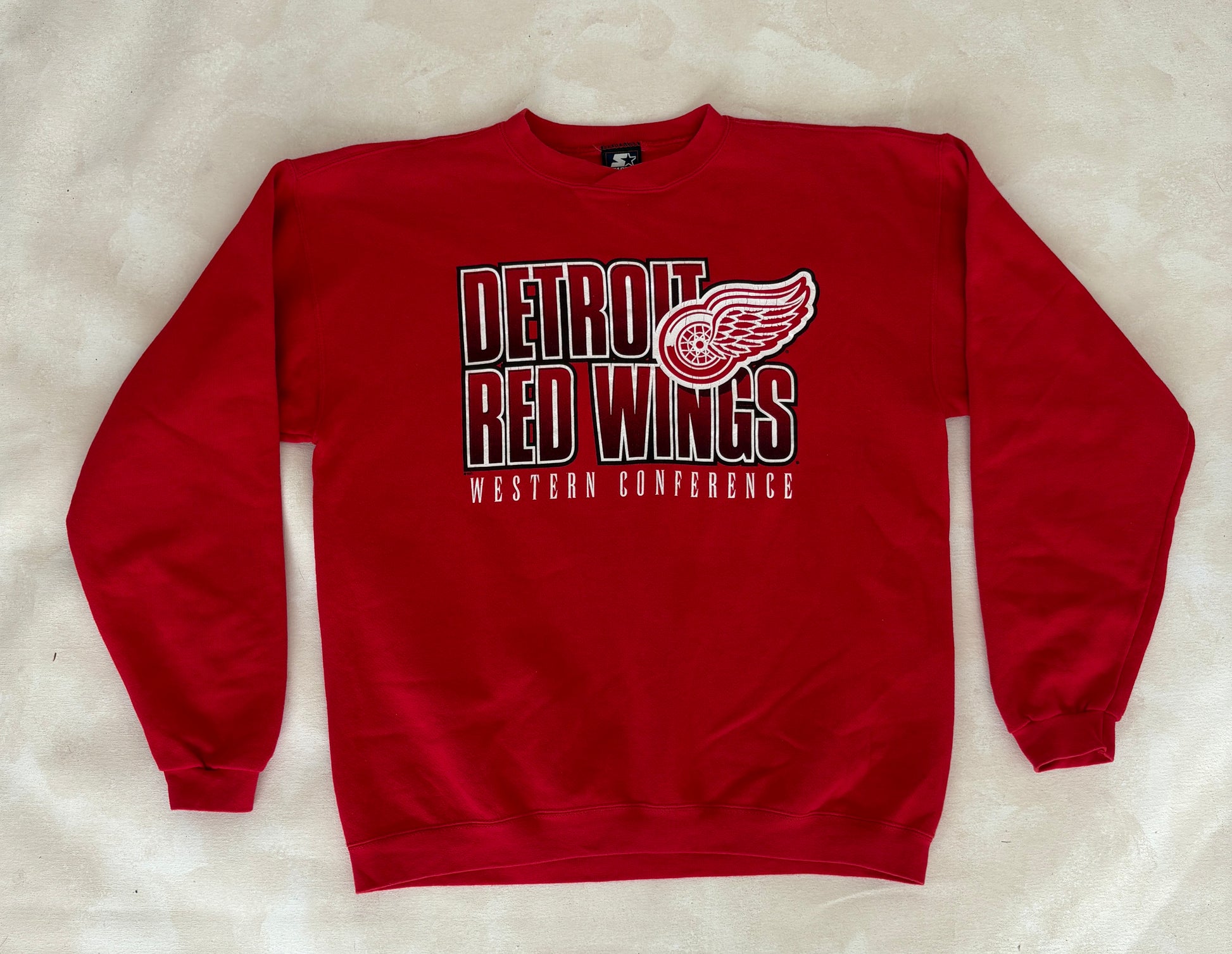 Size L Crew Neck Detroit Red Wings Made In USA By Starter - USA Vintage Bcn