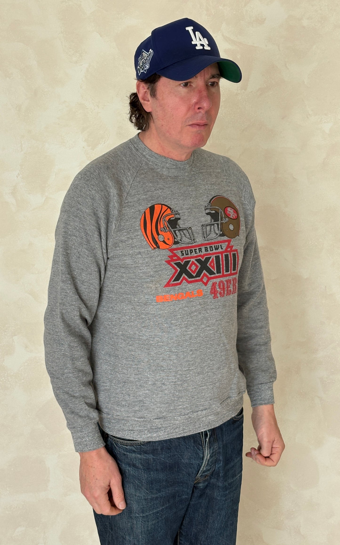 super bowl xxiii sweatshirt, bengals vs 49ers, vintage jerzees sweatshirt, nfl 80s crewneck, usa made sweatshirt
