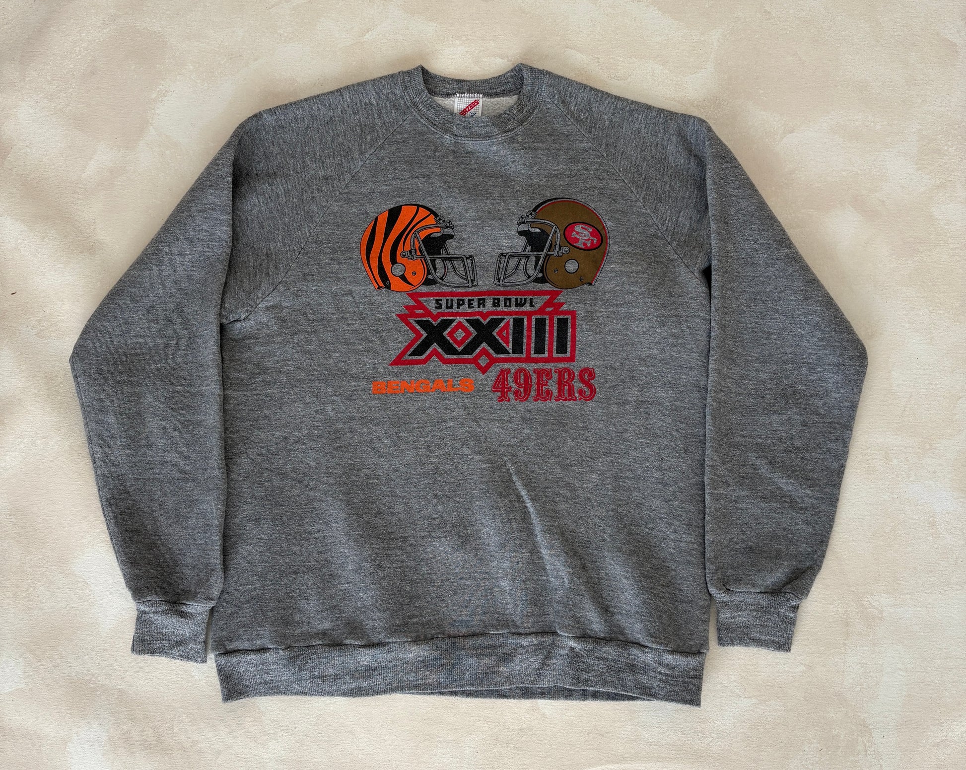 super bowl xxiii sweatshirt, bengals vs 49ers, vintage jerzees sweatshirt, nfl 80s crewneck, usa made sweatshirt
