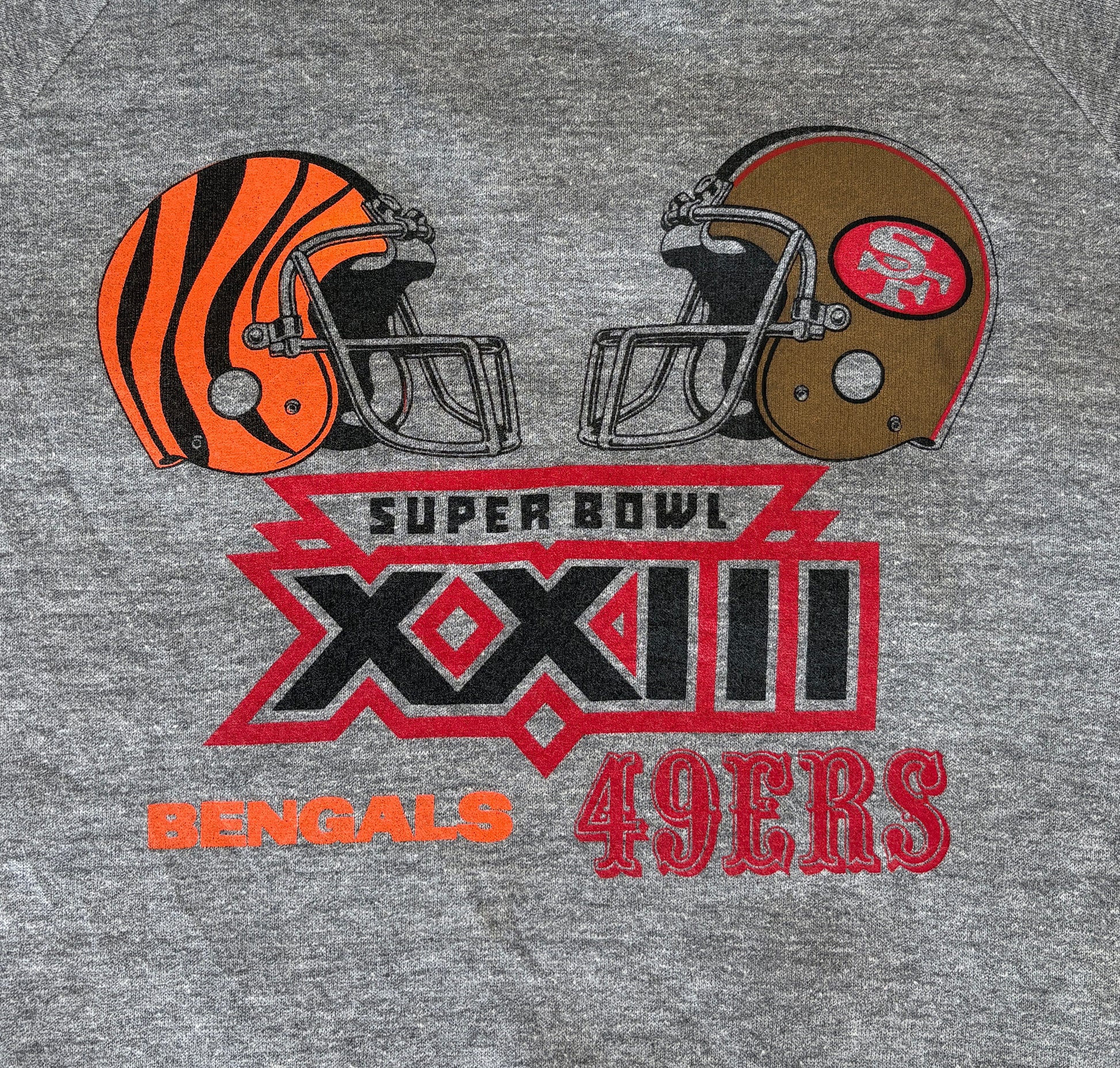 super bowl xxiii sweatshirt, bengals vs 49ers, vintage jerzees sweatshirt, nfl 80s crewneck, usa made sweatshirt