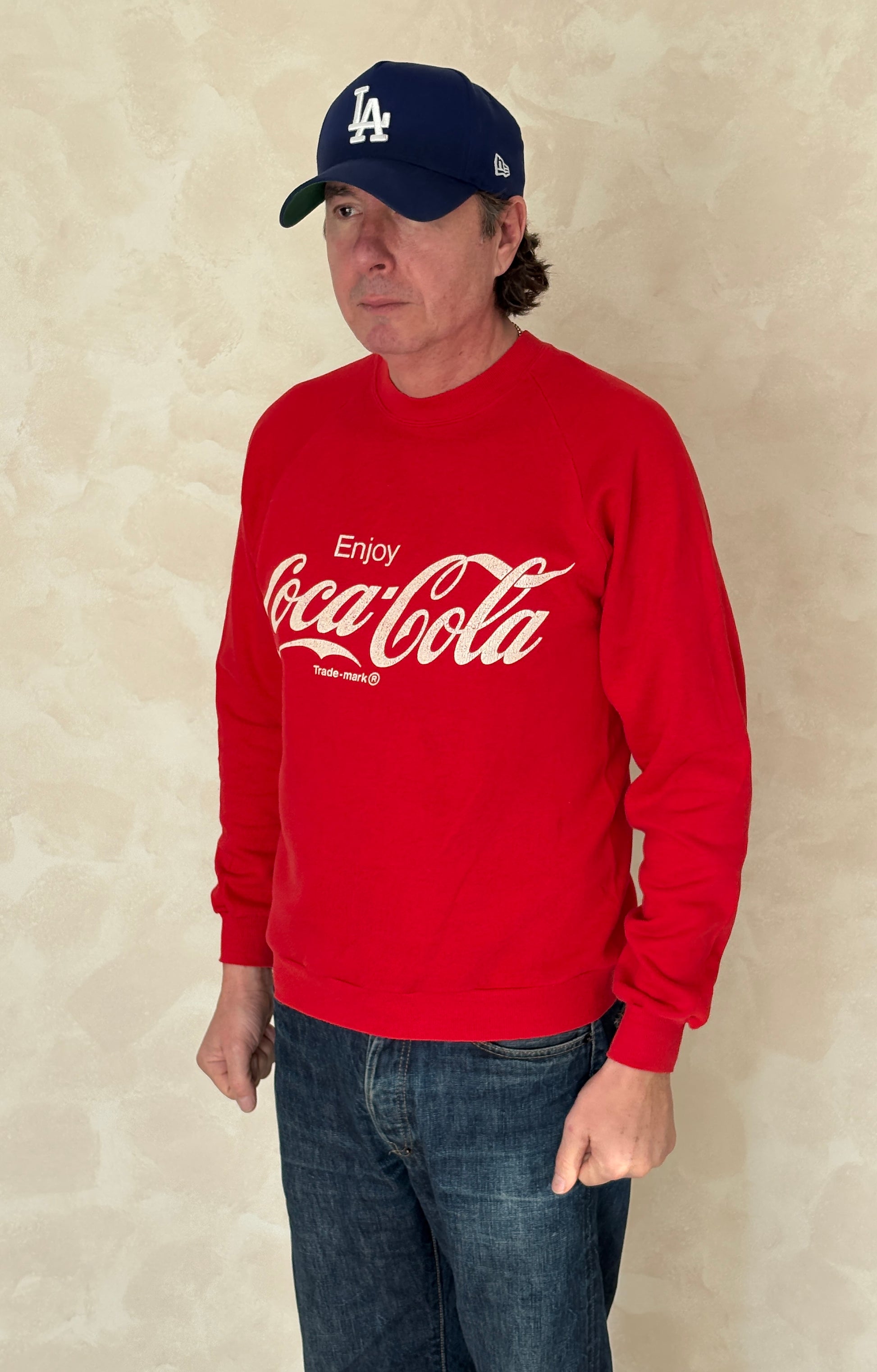 Size L Crew Neck Coca cola Made in USA By Jerzees - USA Vintage Bcn