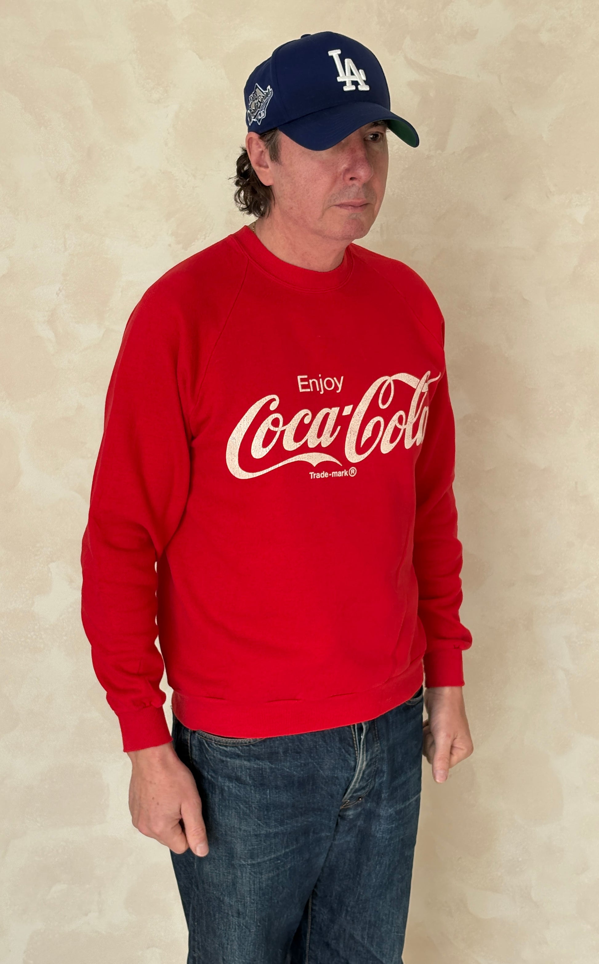 Size L Crew Neck Coca cola Made in USA By Jerzees - USA Vintage Bcn