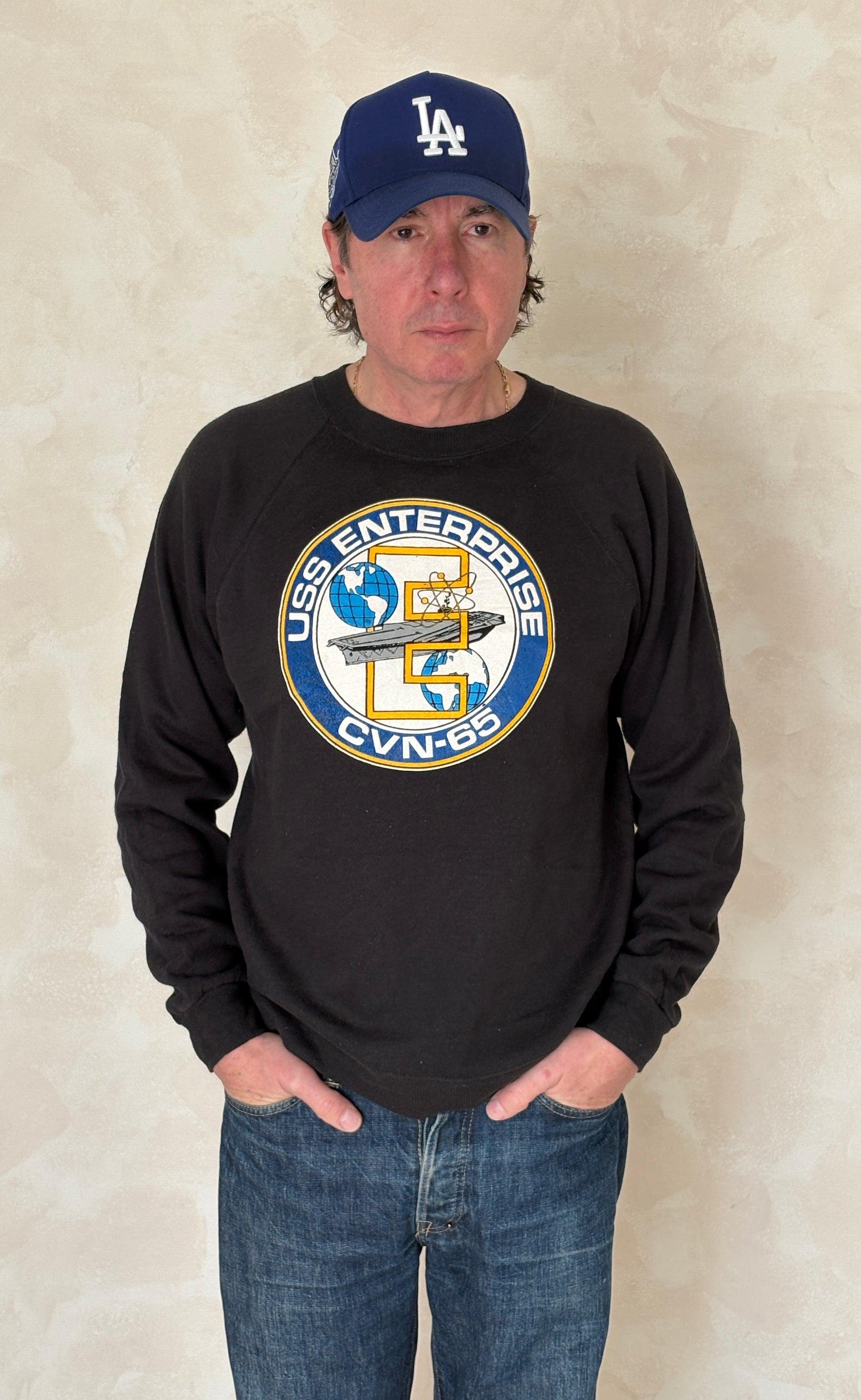 Size L Crew Neck 80s USS Enterprise CVN-65 Made In USA By Hanes - USA Vintage Bcn