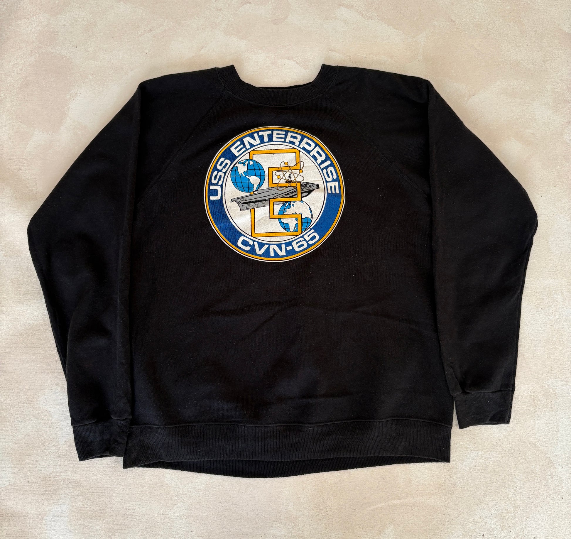 Size L Crew Neck 80s USS Enterprise CVN-65 Made In USA By Hanes - USA Vintage Bcn
