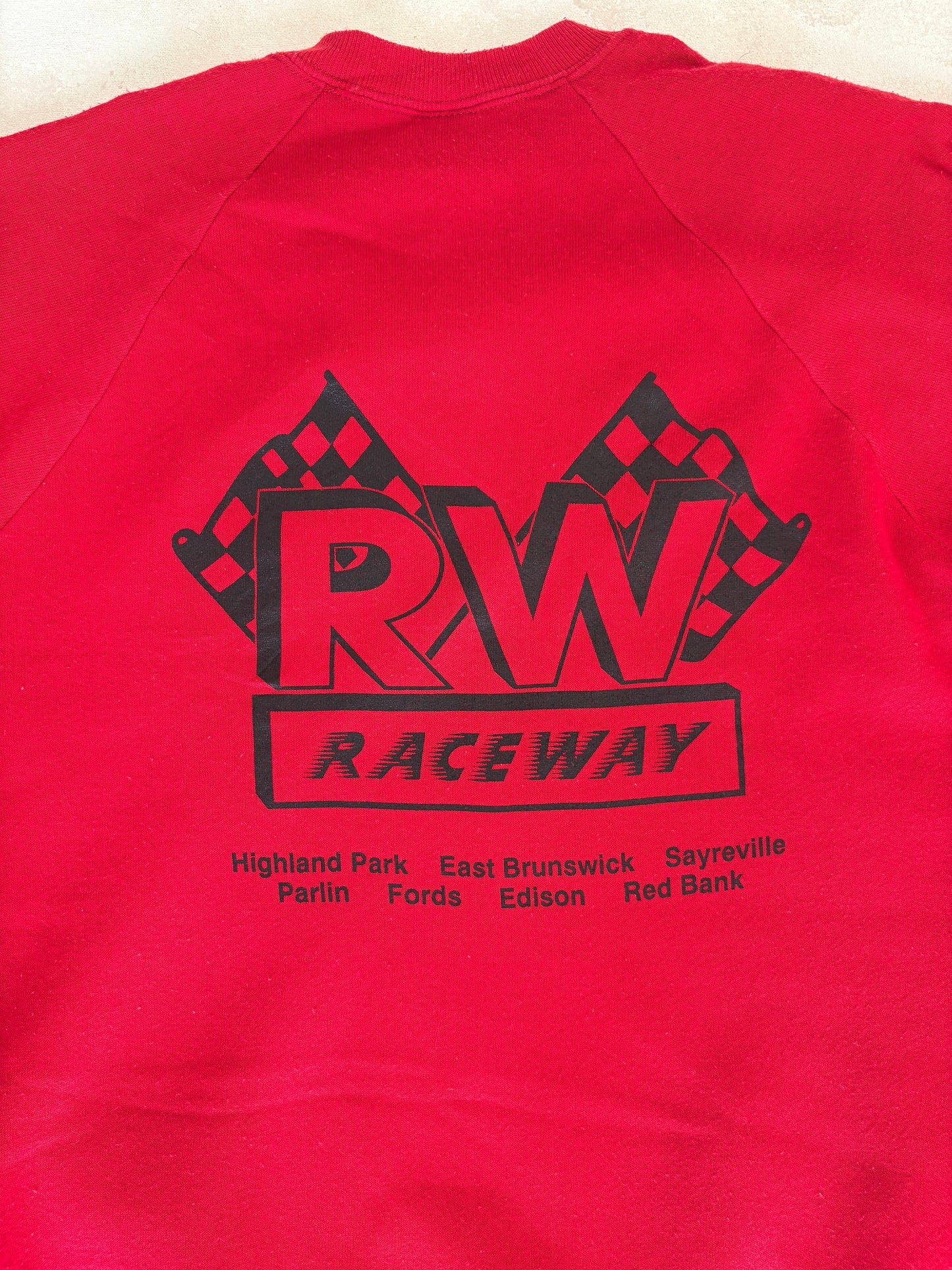 Size L 90s Crew Neck Raceway Made In USA By Jerzees - USA Vintage Bcn