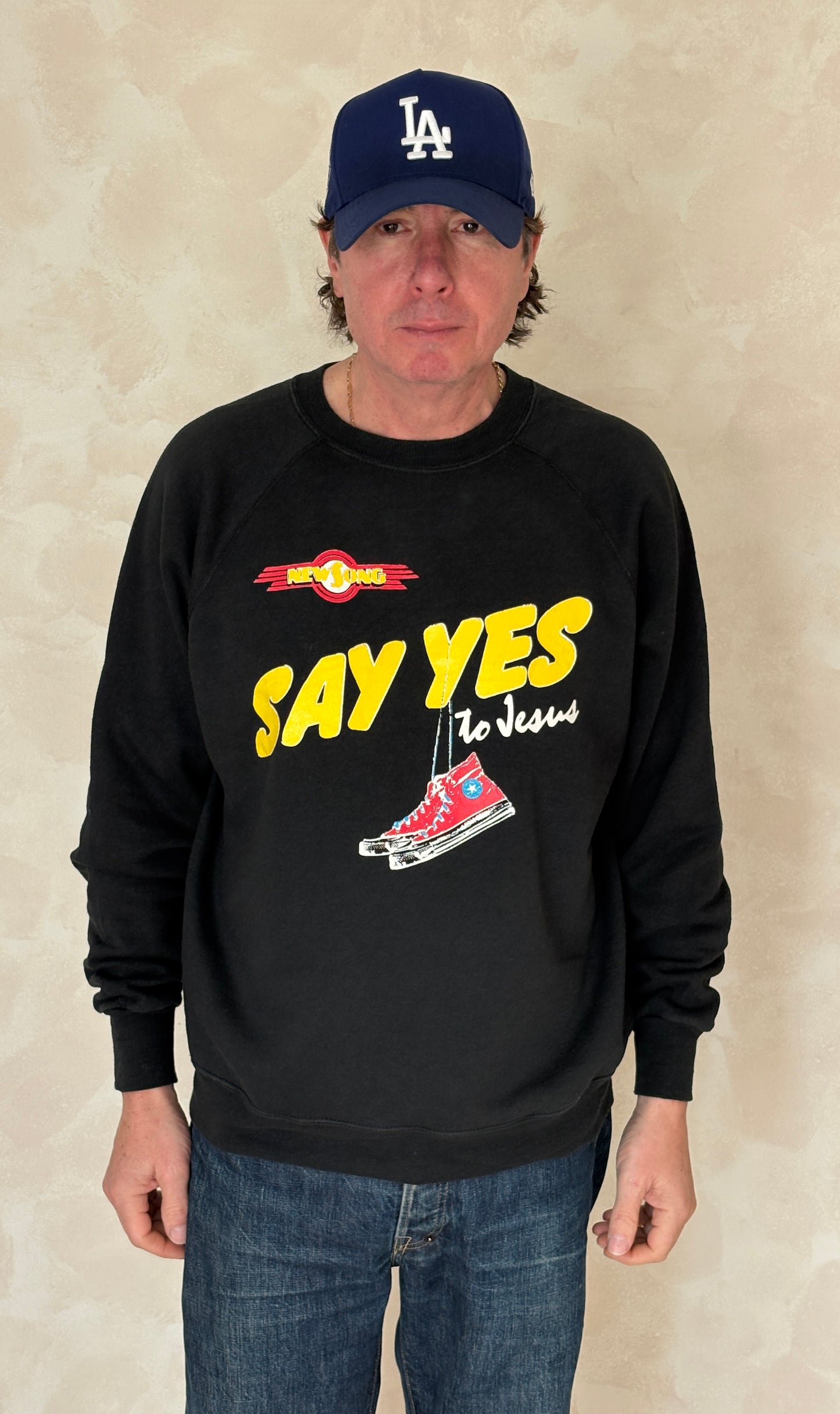 Size XL Crew Neck 80s Say Yes To Jesus Made In USA By BW - USA Vintage Bcn