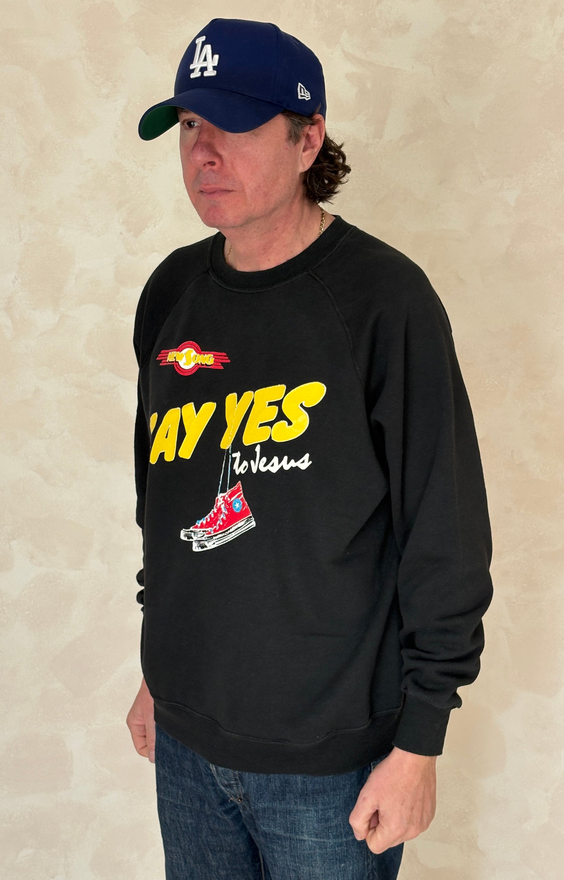 Size XL Crew Neck 80s Say Yes To Jesus Made In USA By BW - USA Vintage Bcn
