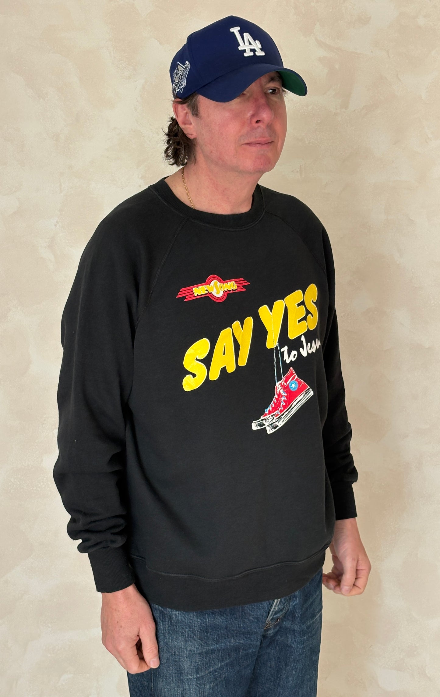 Size XL Crew Neck 80s Say Yes To Jesus Made In USA By BW - USA Vintage Bcn
