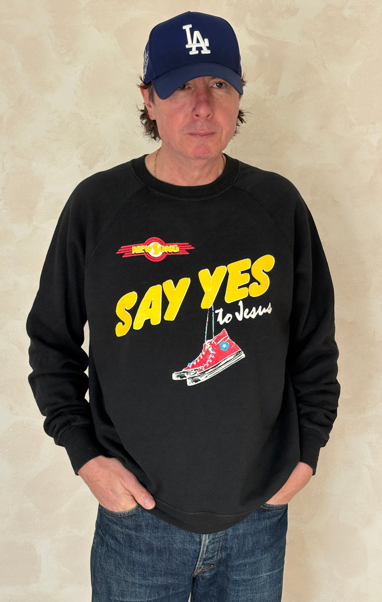 Size XL Crew Neck 80s Say Yes To Jesus Made In USA By BW - USA Vintage Bcn