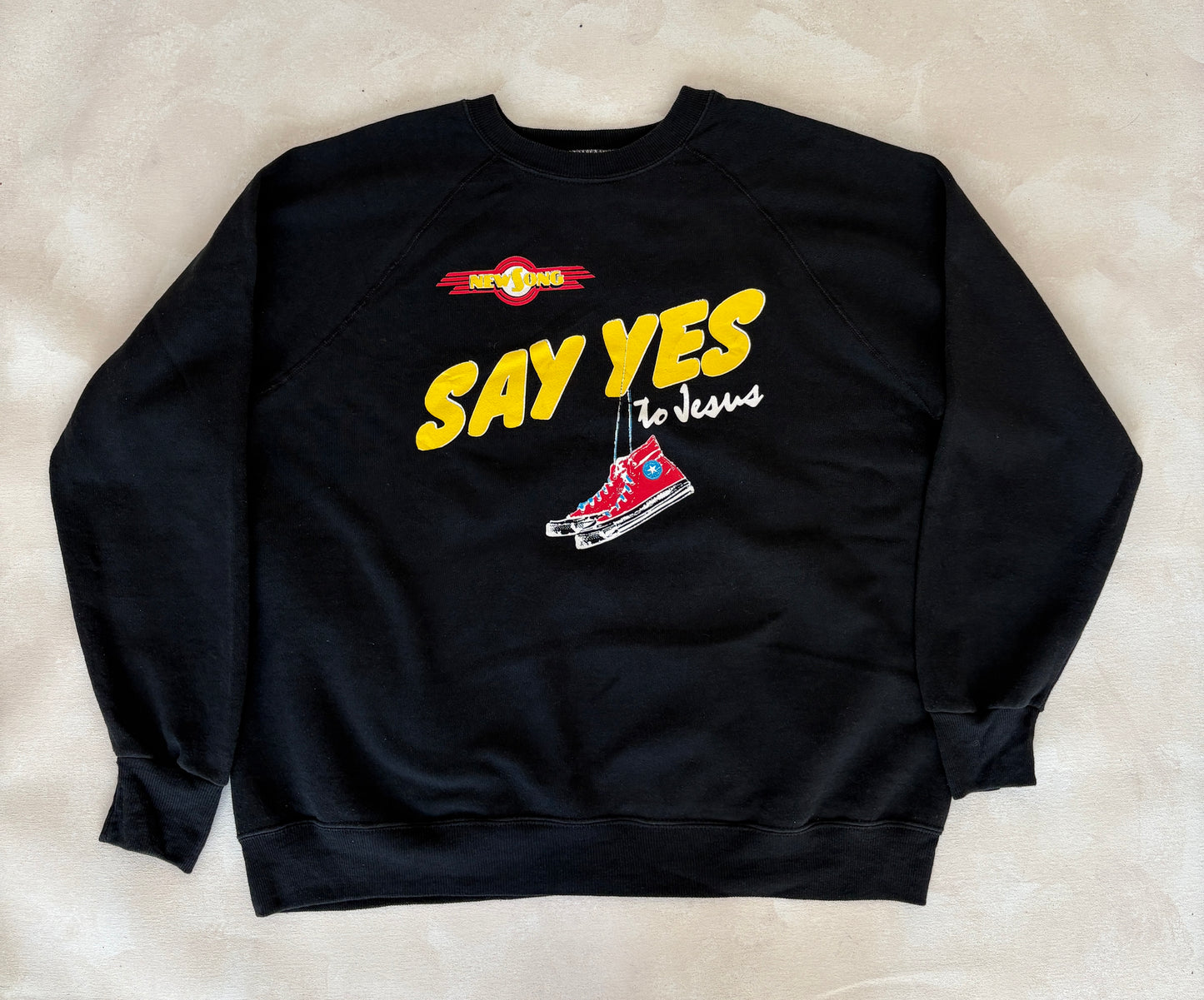 Size XL Crew Neck 80s Say Yes To Jesus Made In USA By BW - USA Vintage Bcn