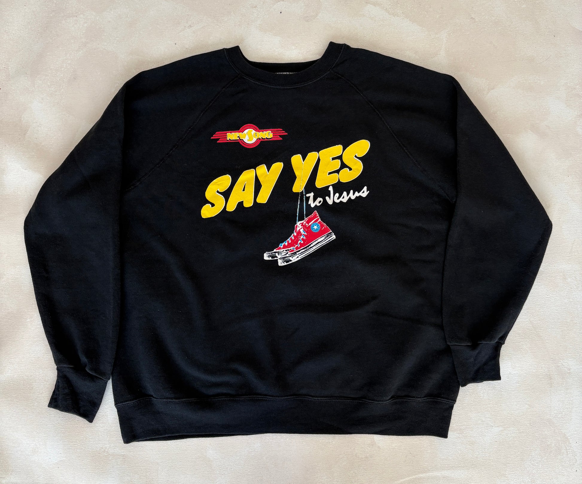 Size XL Crew Neck 80s Say Yes To Jesus Made In USA By BW - USA Vintage Bcn
