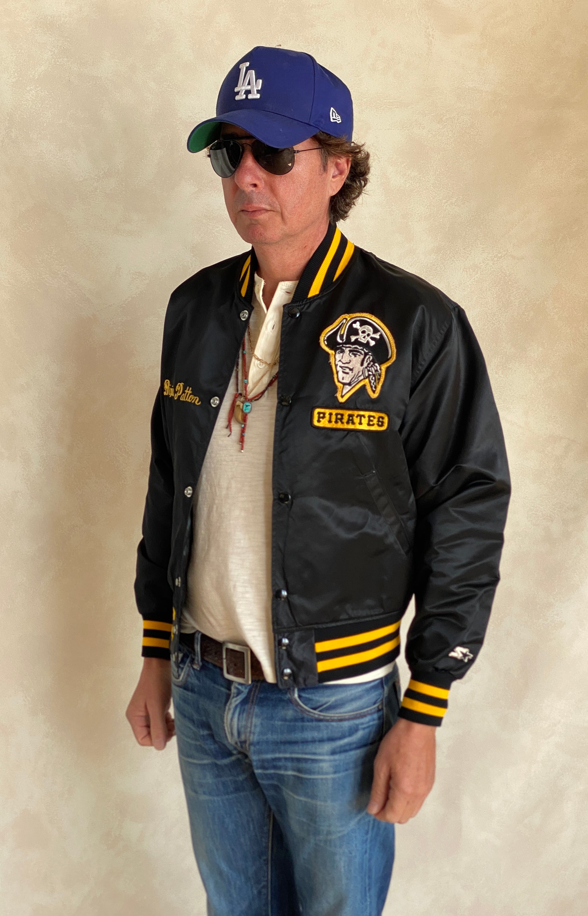 Vintage Pittsburgh Pirates Starter satin jacket made in USA, classic 80s MLB style, size small