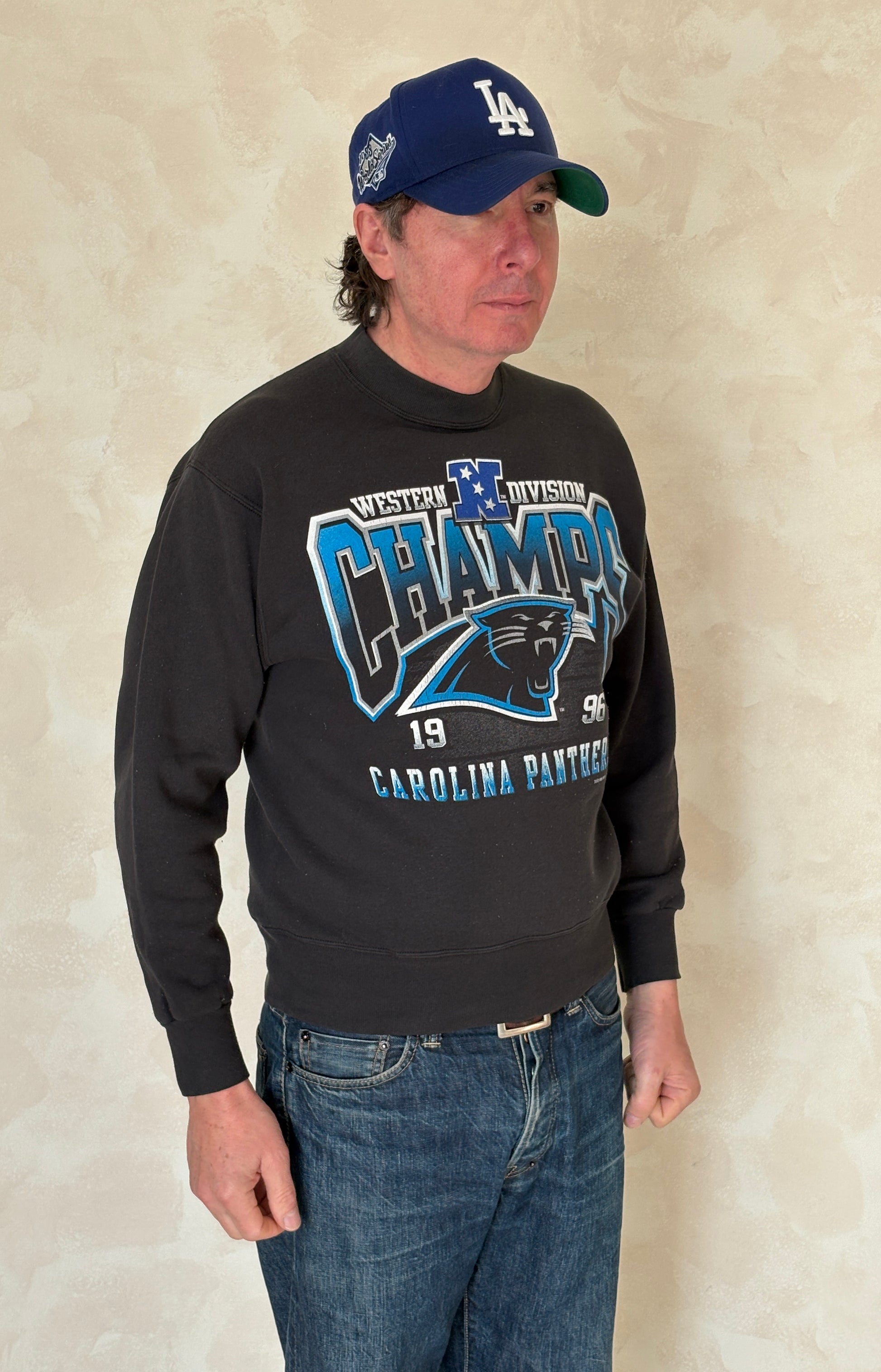 Size M Crew Neck Carolina Panthers Champions 1998 Made By Fruit of the Loom - USA Vintage Bcn