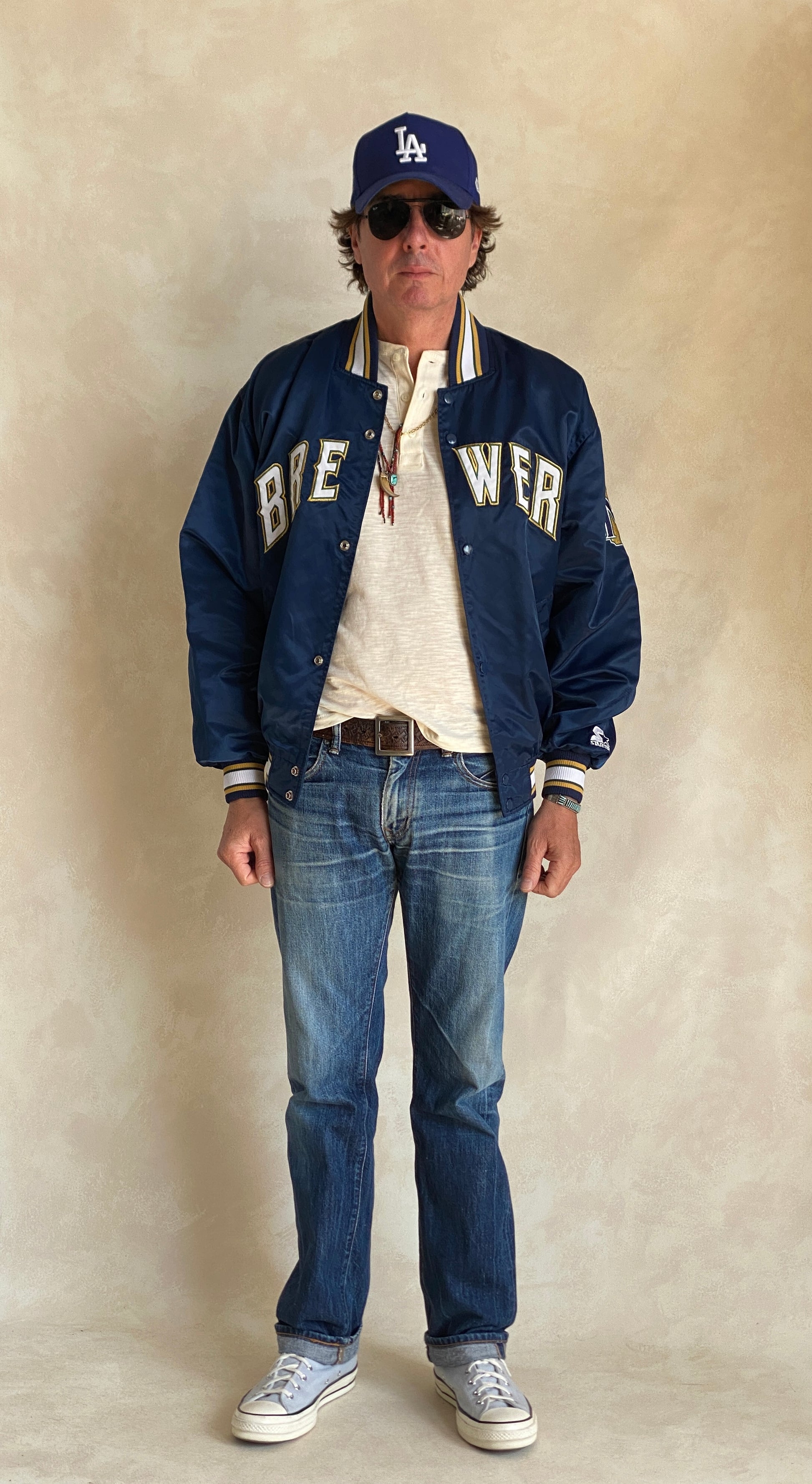 Vintage 1980s Milwaukee Brewers Starter satin jacket with team logo, size large