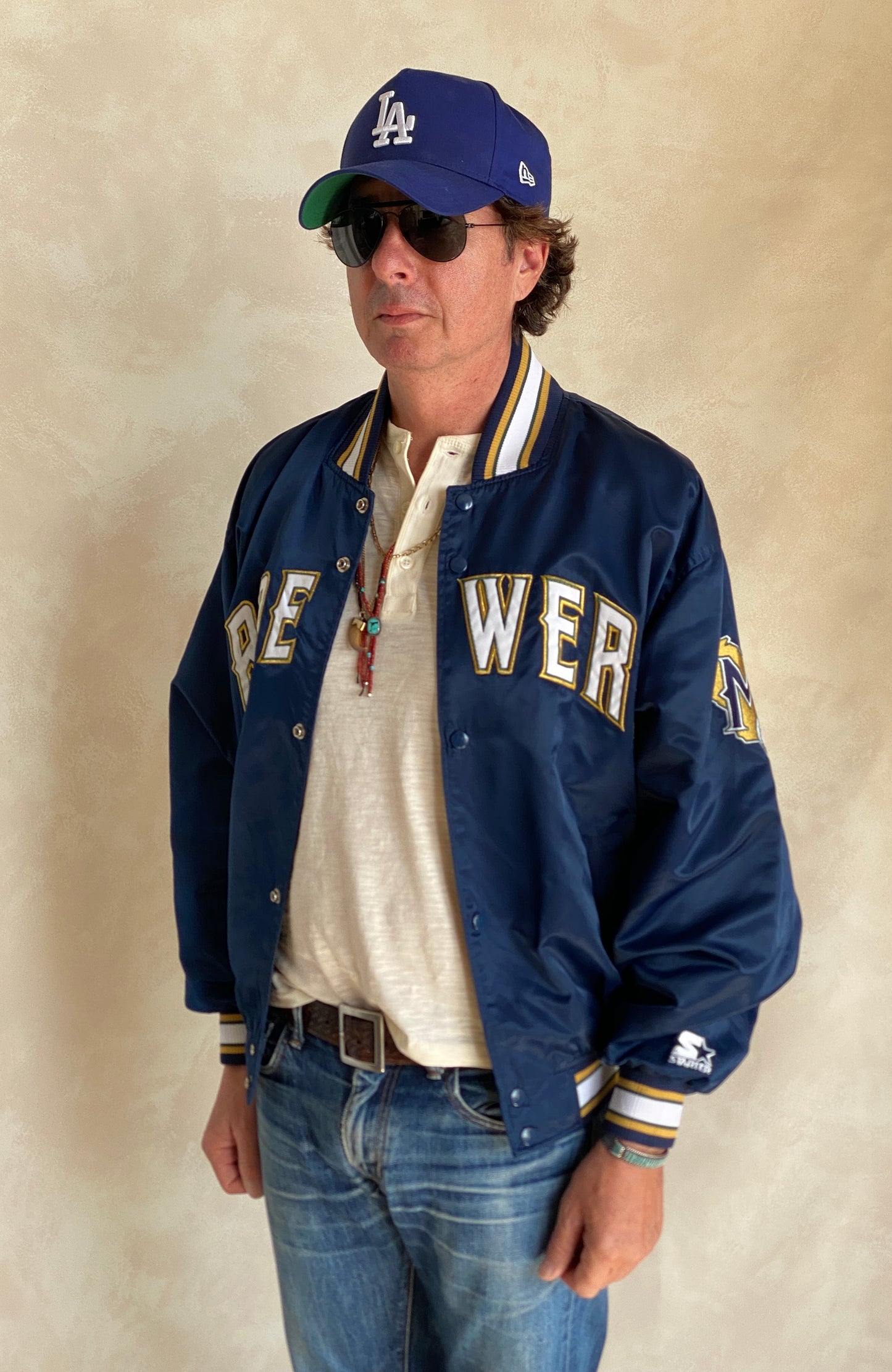 Vintage 1980s Milwaukee Brewers Starter satin jacket with team logo, size large