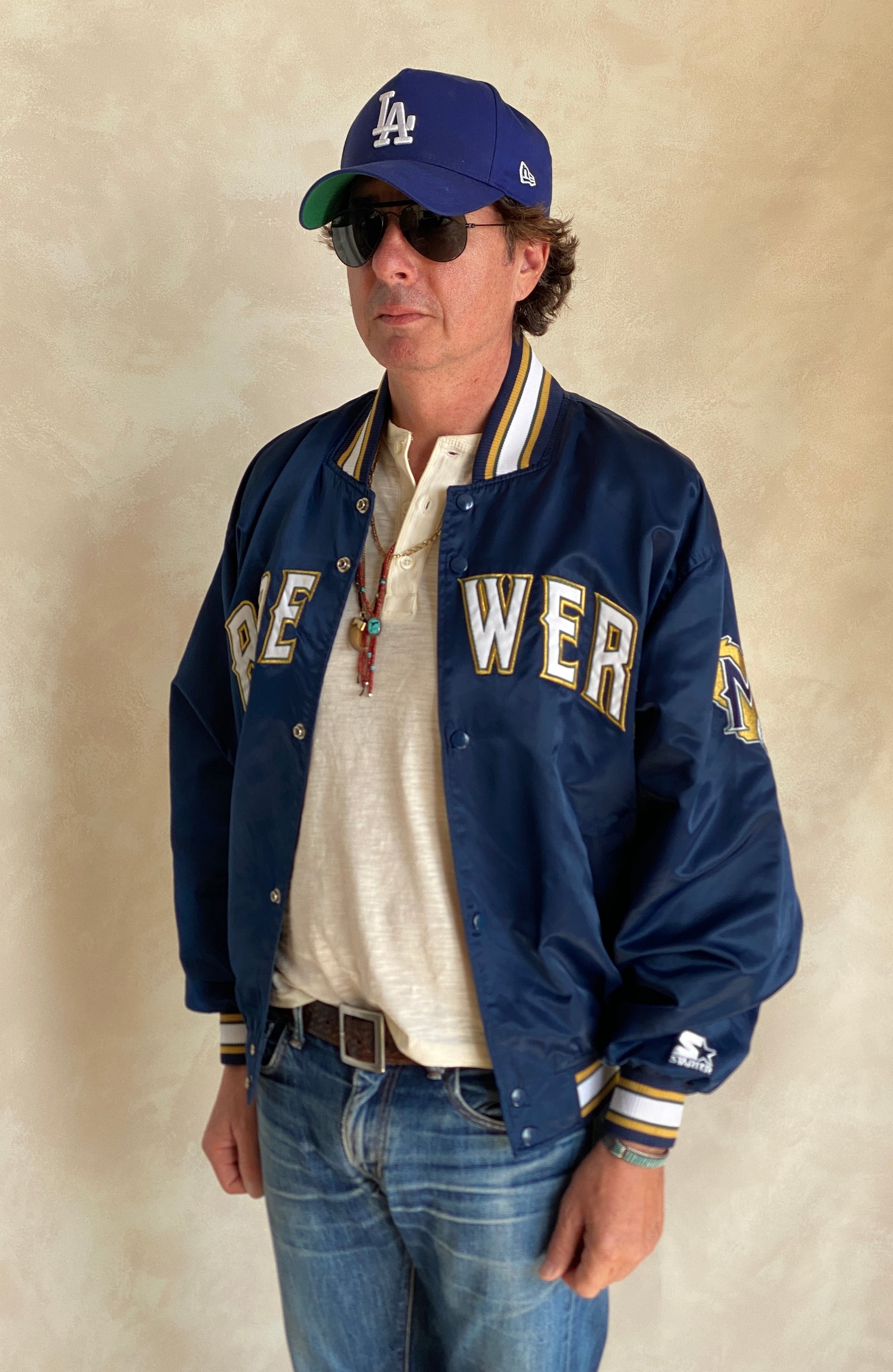 Vintage 1980s Milwaukee Brewers Starter satin jacket with team logo, size large